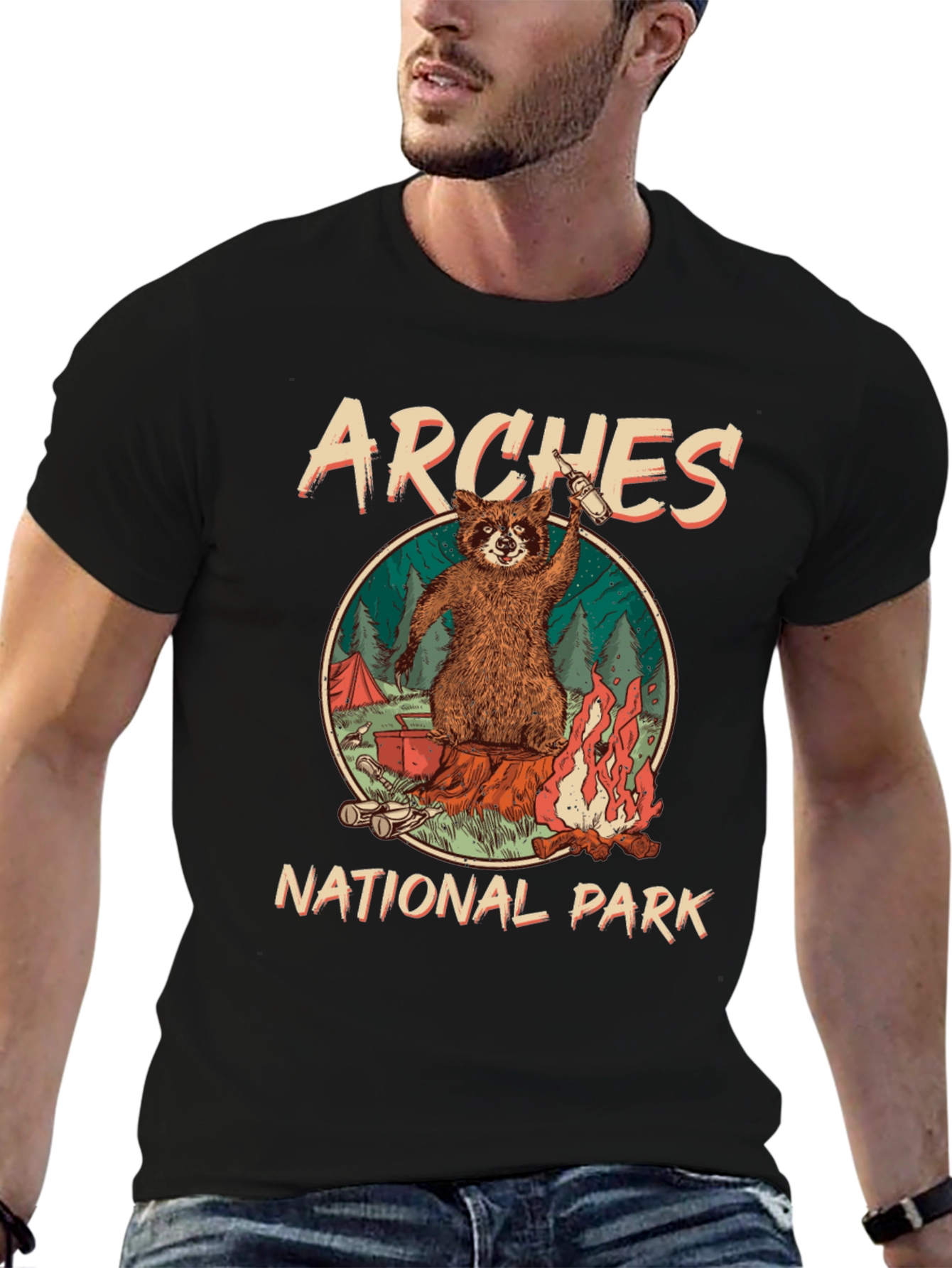 Arches National Park Raccoon Graphic T-Shirt