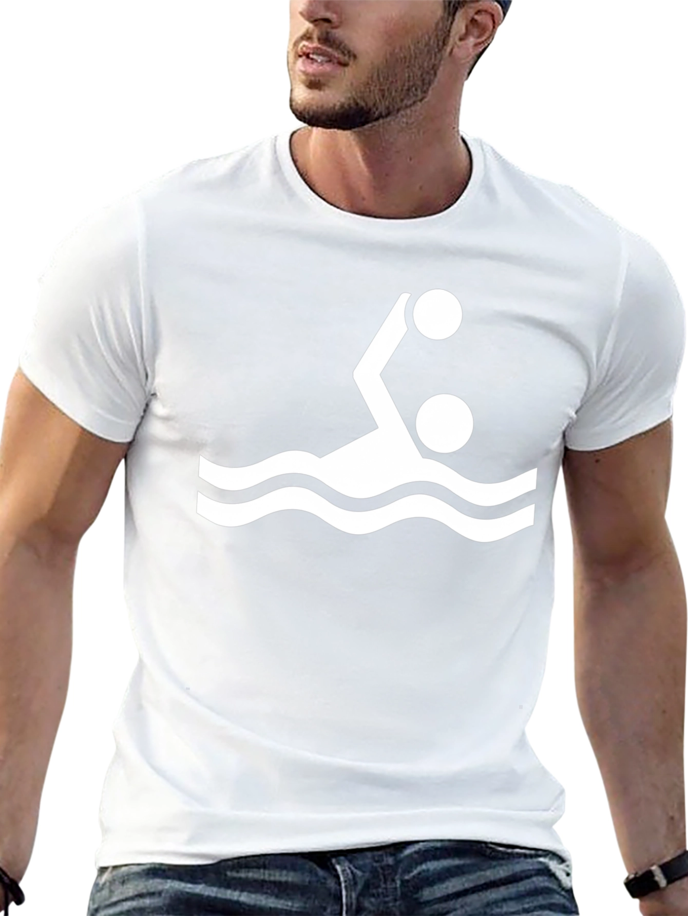 Water Polo Player Graphic Tee - Black Cotton T-Shirt