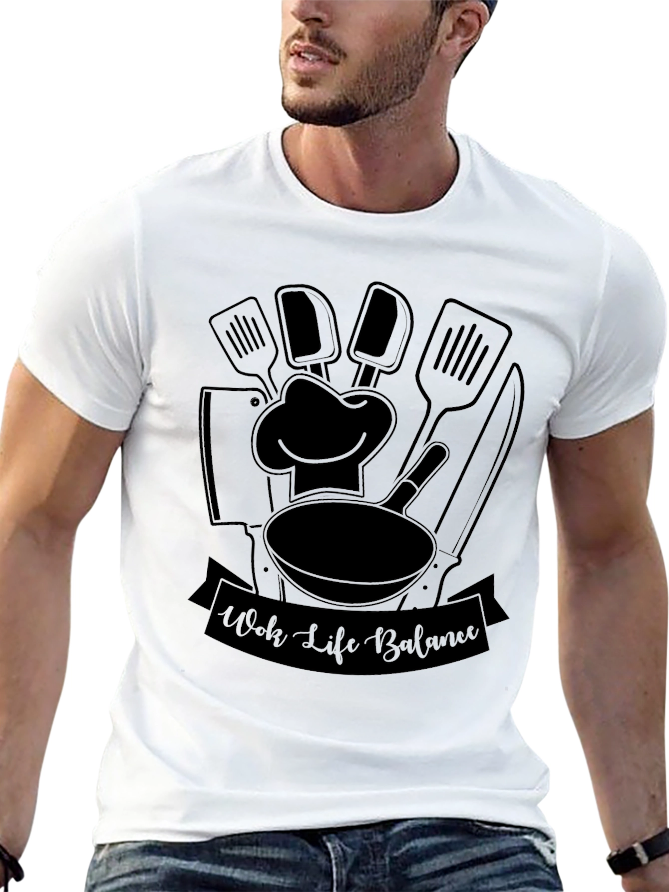 Wok Life Balance Black T-Shirt - Chef Inspired