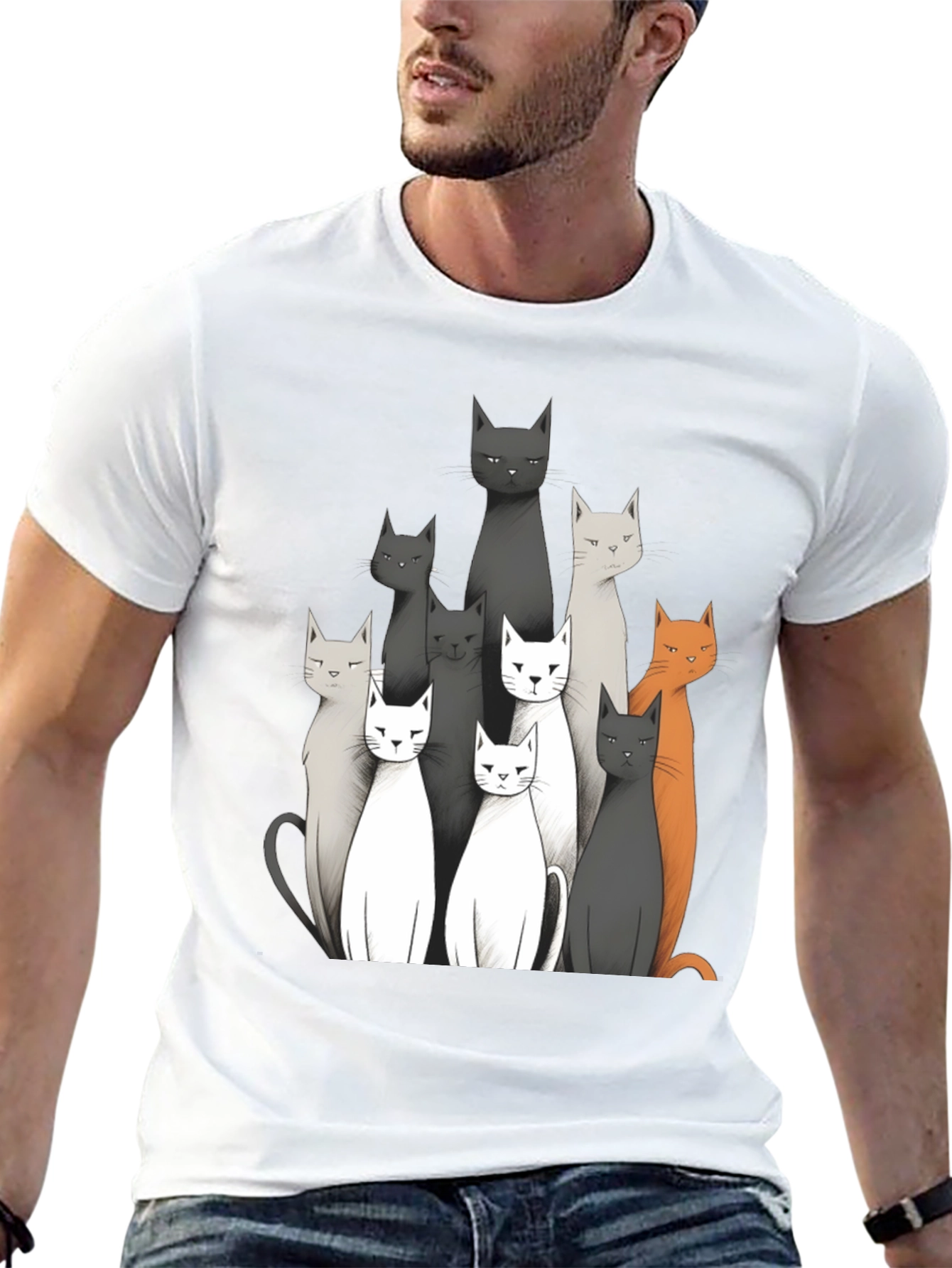 Cat Crew Neck Graphic T-Shirt