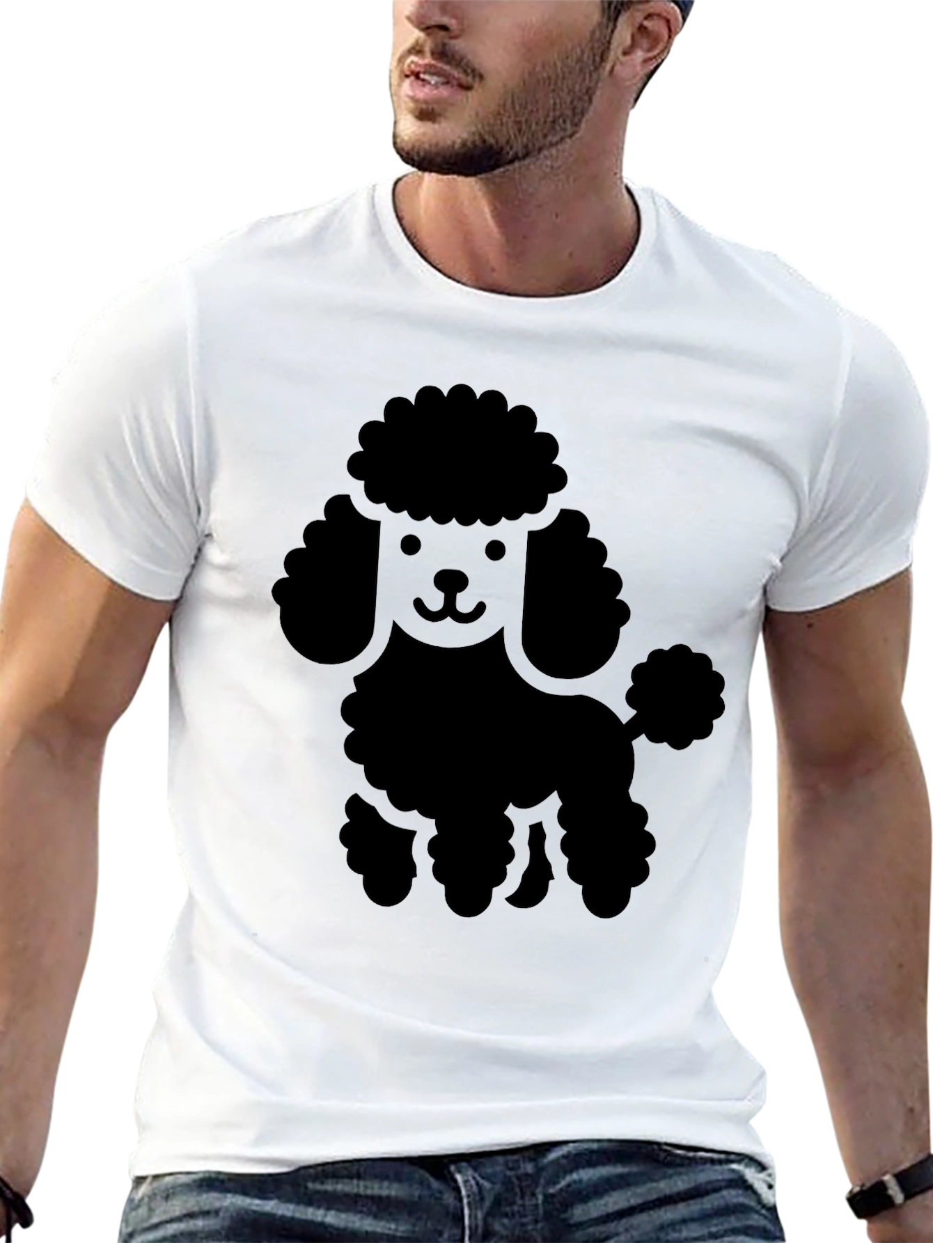 Poodle Graphic Tee - Black Cotton Blend Casual Wear