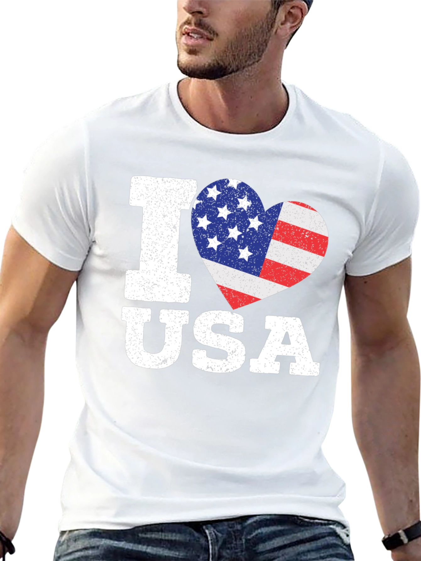 I Love USA Patriotic Heart T-Shirt