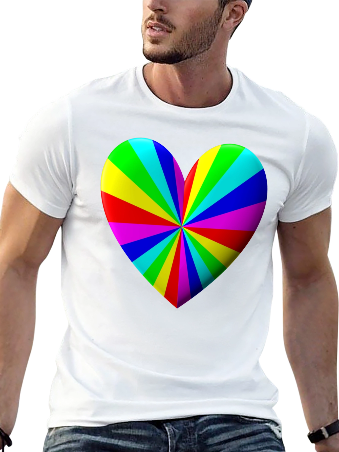 Rainbow Heart Graphic Black T-Shirt