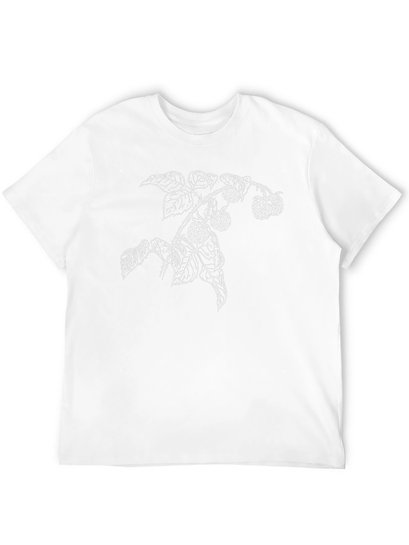 Botanical Raspberry Branch Black T-Shirt