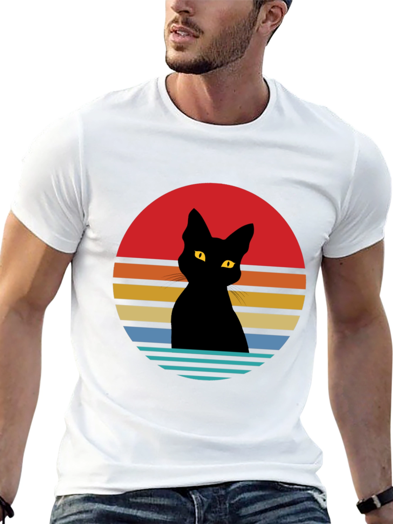 Retro Cat Silhouette Graphic Tee
