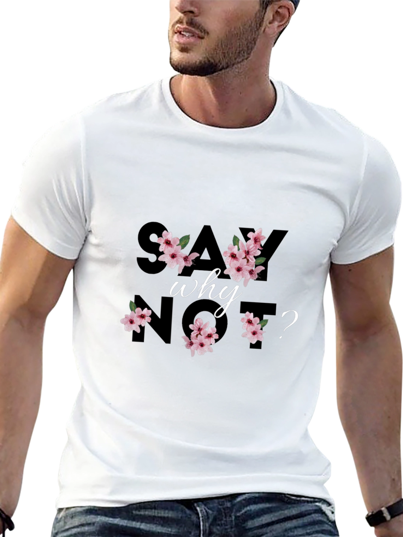 Say Why Not? Floral Black Graphic Tee