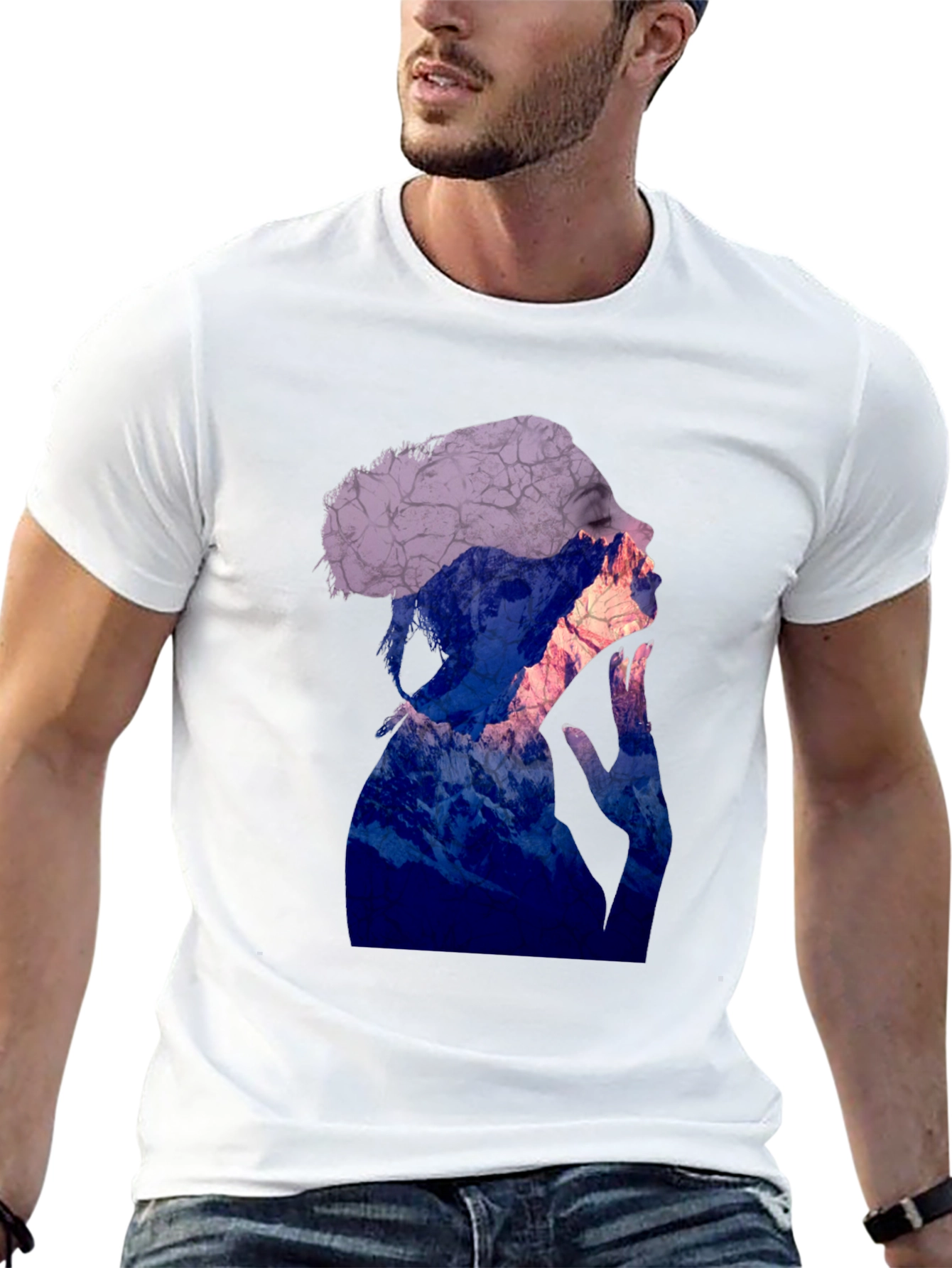 Abstract Silhouette Graphic Tee - Trendy Mens T-Shirt