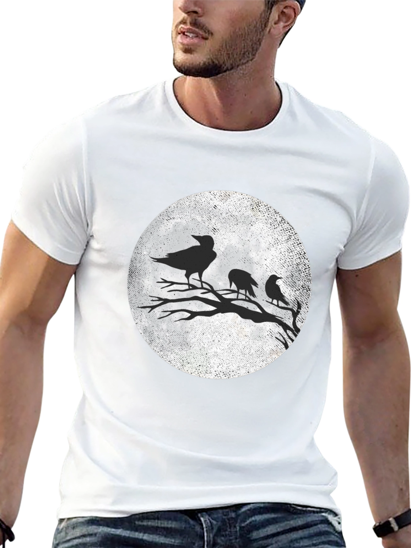 Raven Moon Graphic T-Shirt - Black Crow Tee