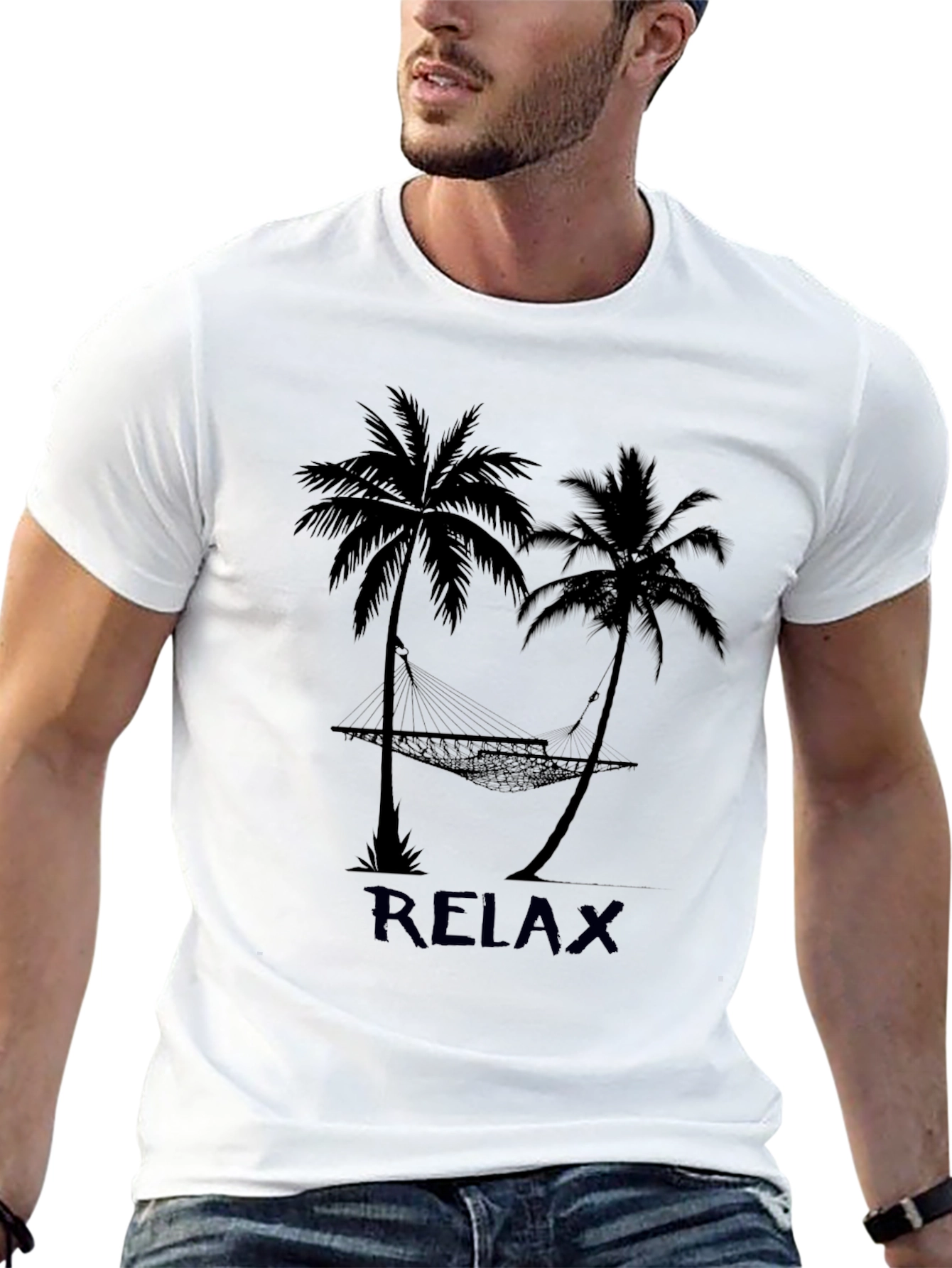 Relax Palm Tree Hammock Graphic T-Shirt