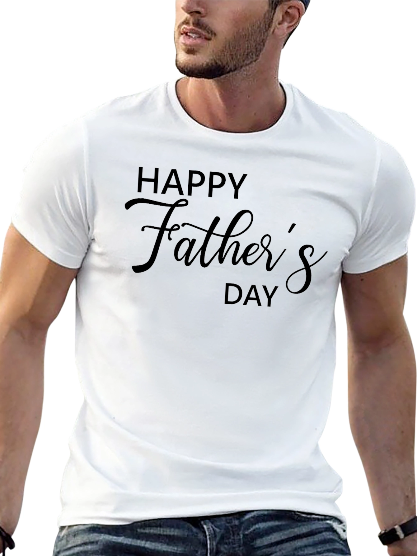 Happy Fathers Day Graphic Tee - Black