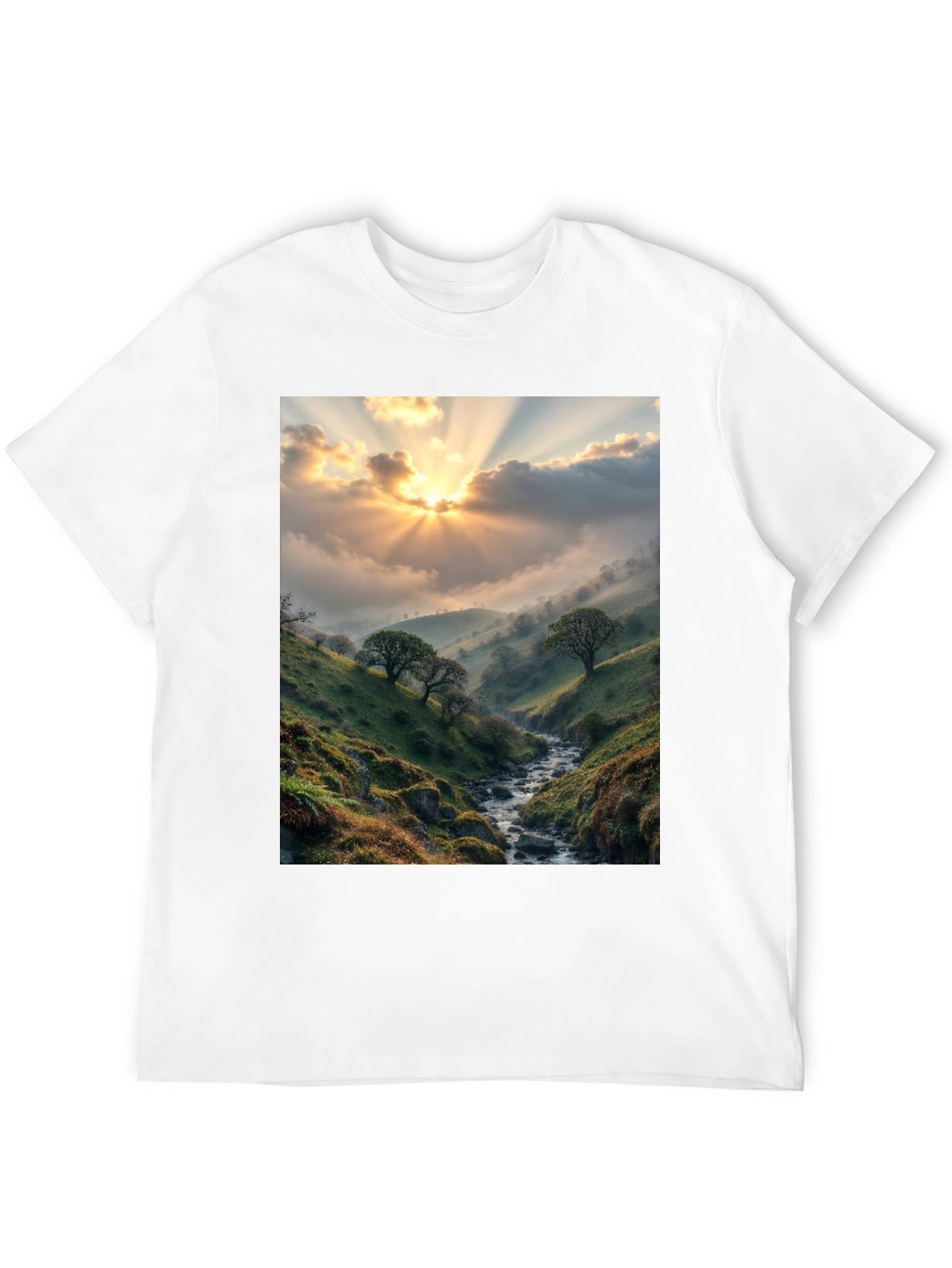 Sunlit Valley T-Shirt - Nature Scenery Tee