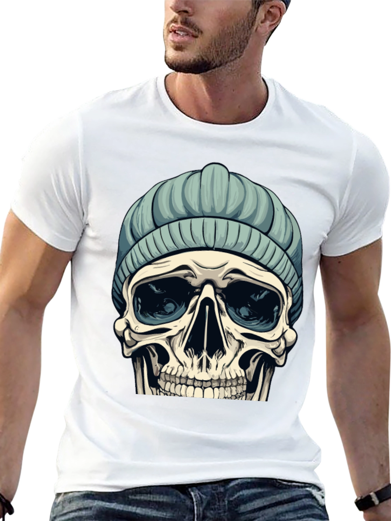 Skull with Beanie Graphic Tee
