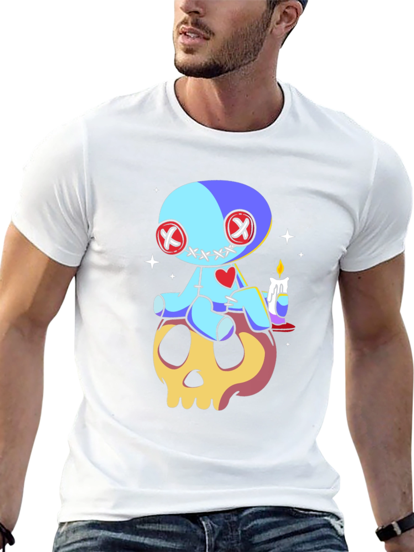 Voodoo Doll Skull Graphic Tee - Spooky Cute Style