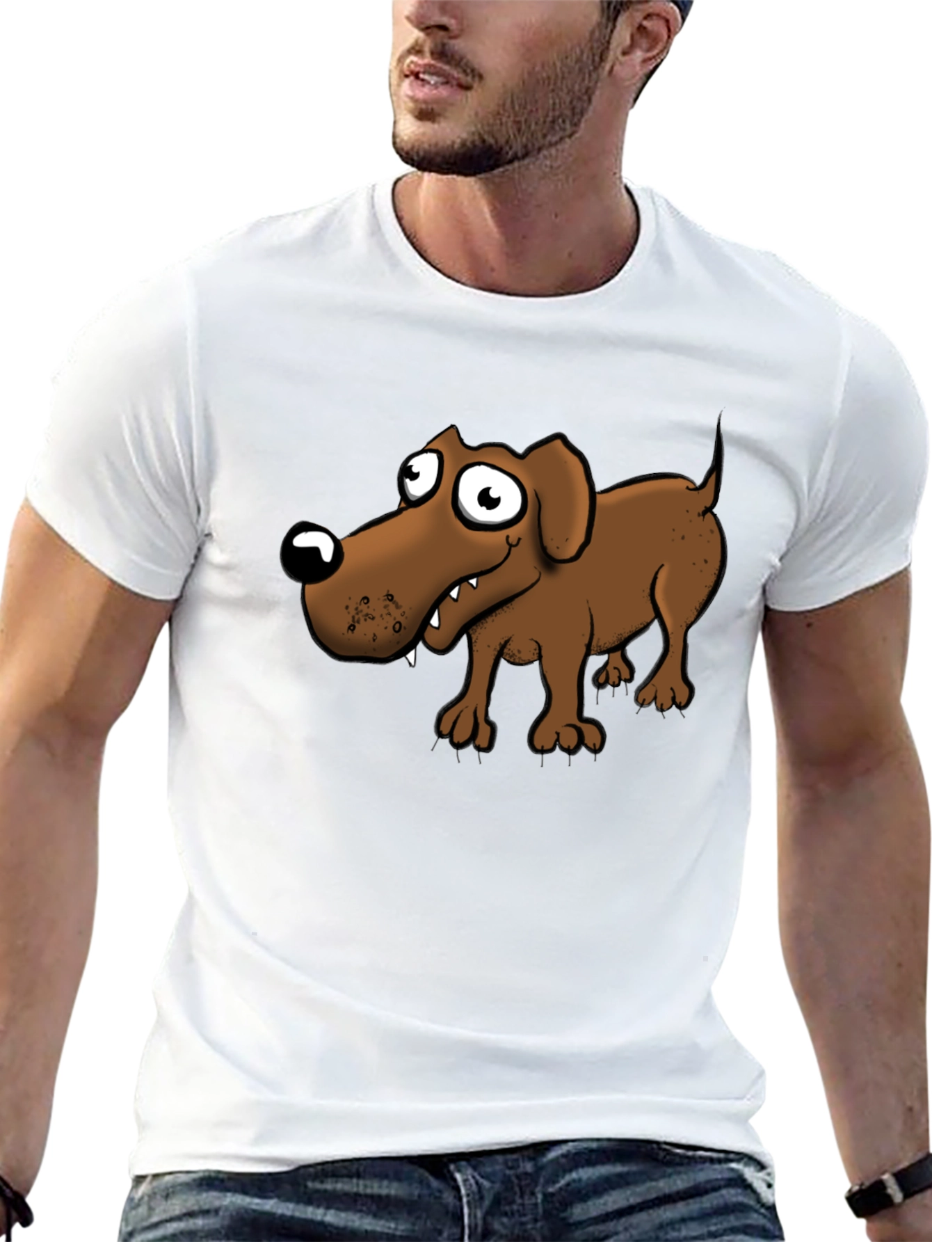 Cartoon Dog Graphic T-Shirt - Black