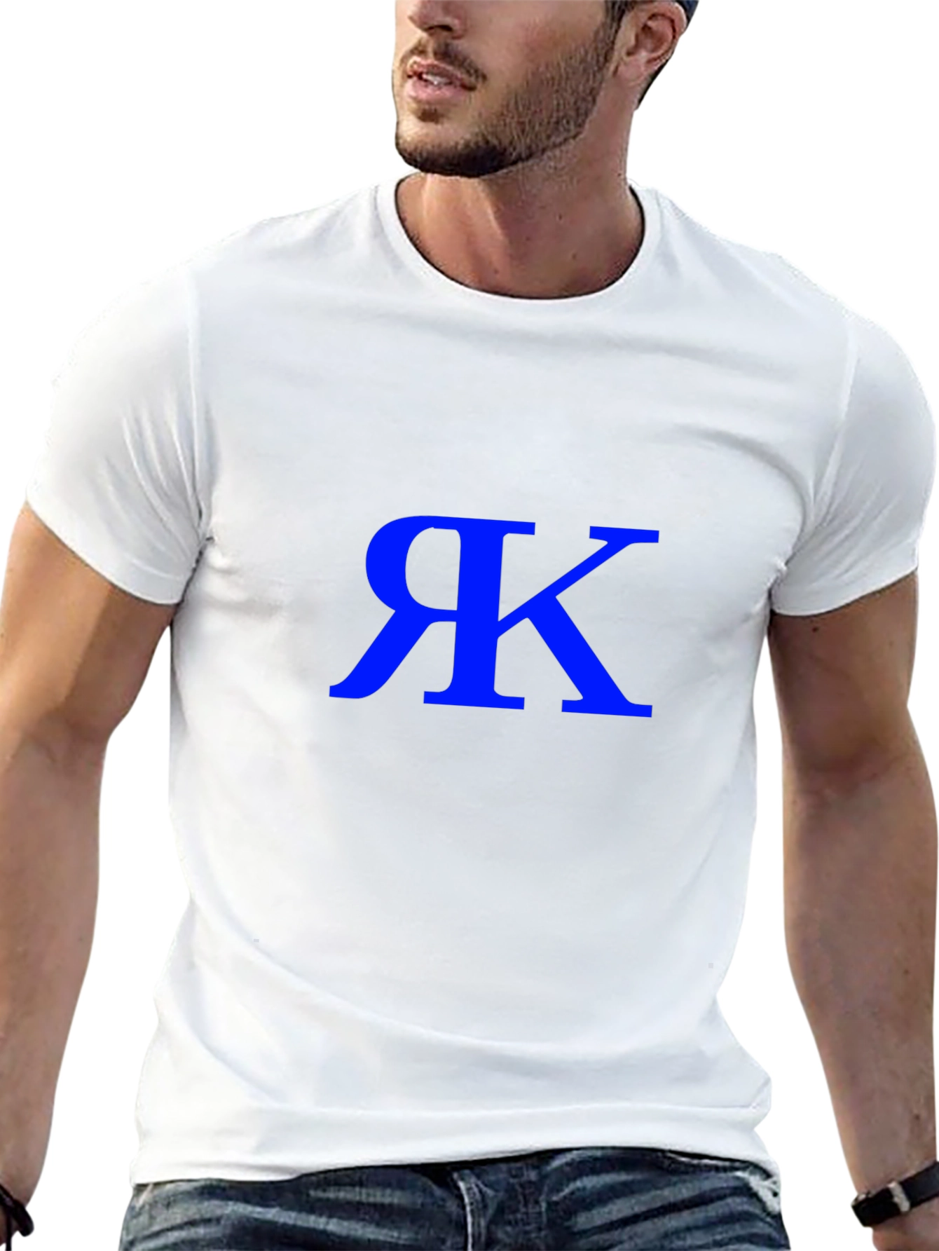 Stylish Black T-Shirt with Blue Initial Graphic