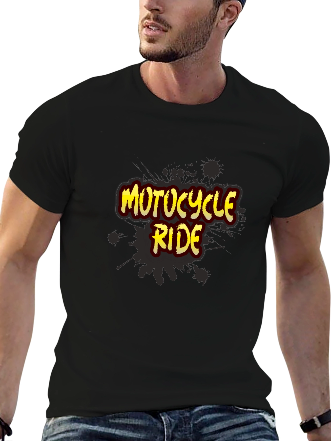 Motorcycle Ride Graphic Tee - Black Casual Shirt