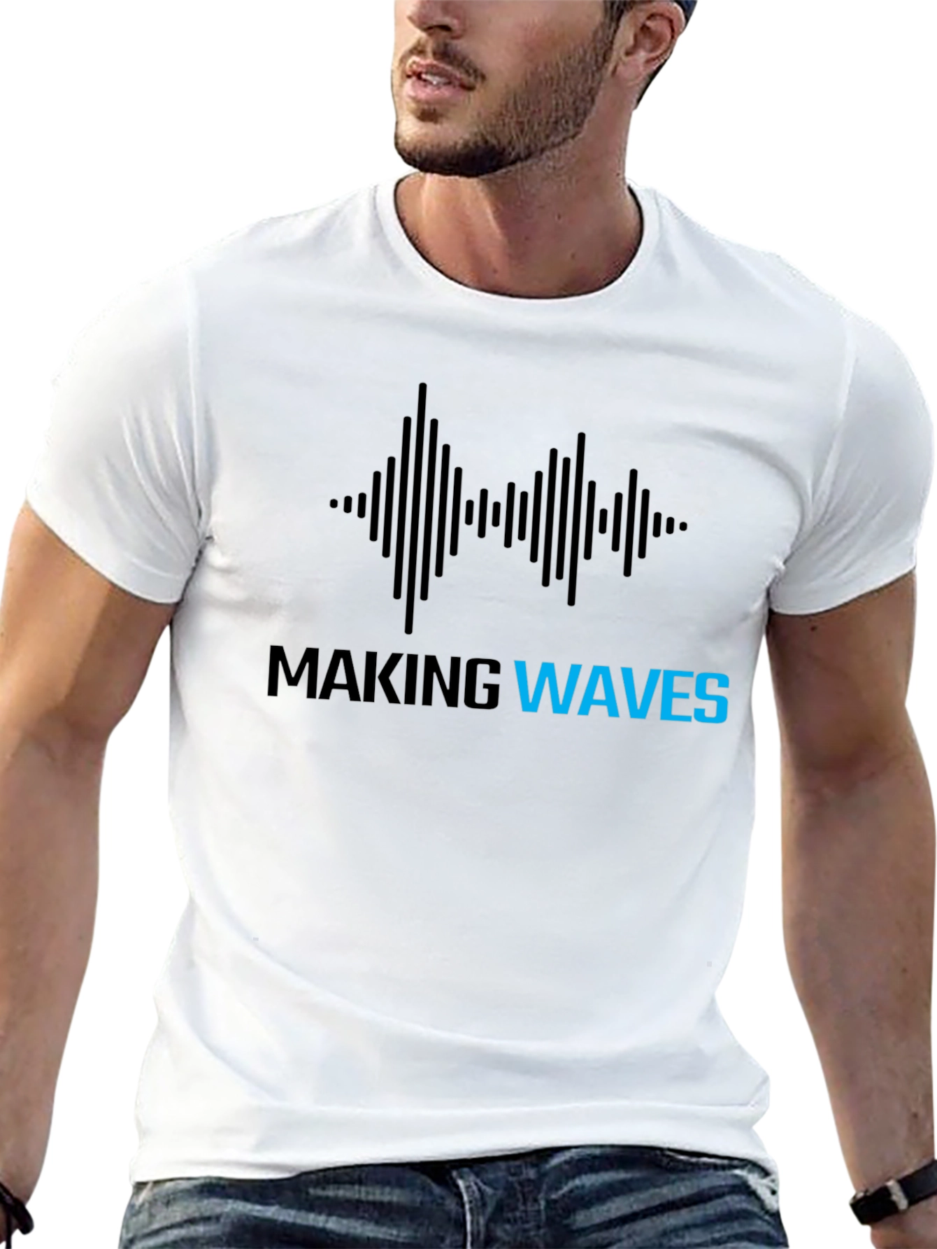 Making Waves Graphic Tee - Black Cotton T-Shirt