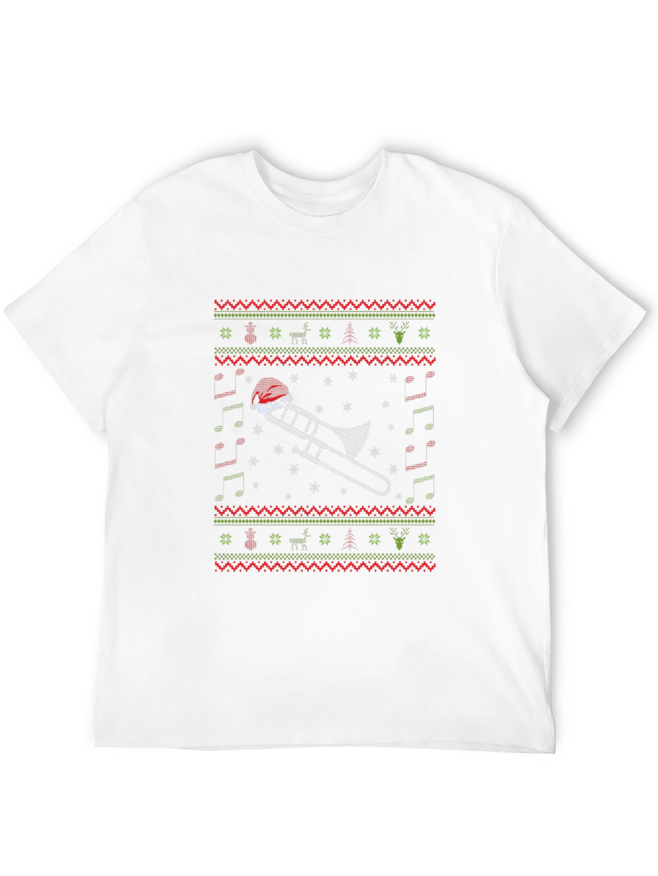 Christmas Trombone Santa Hat Ugly Sweater T-Shirt
