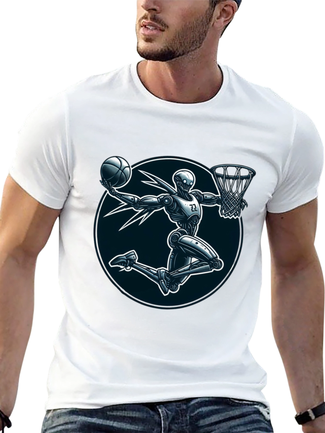 Robot Basketball Player Graphic Tee