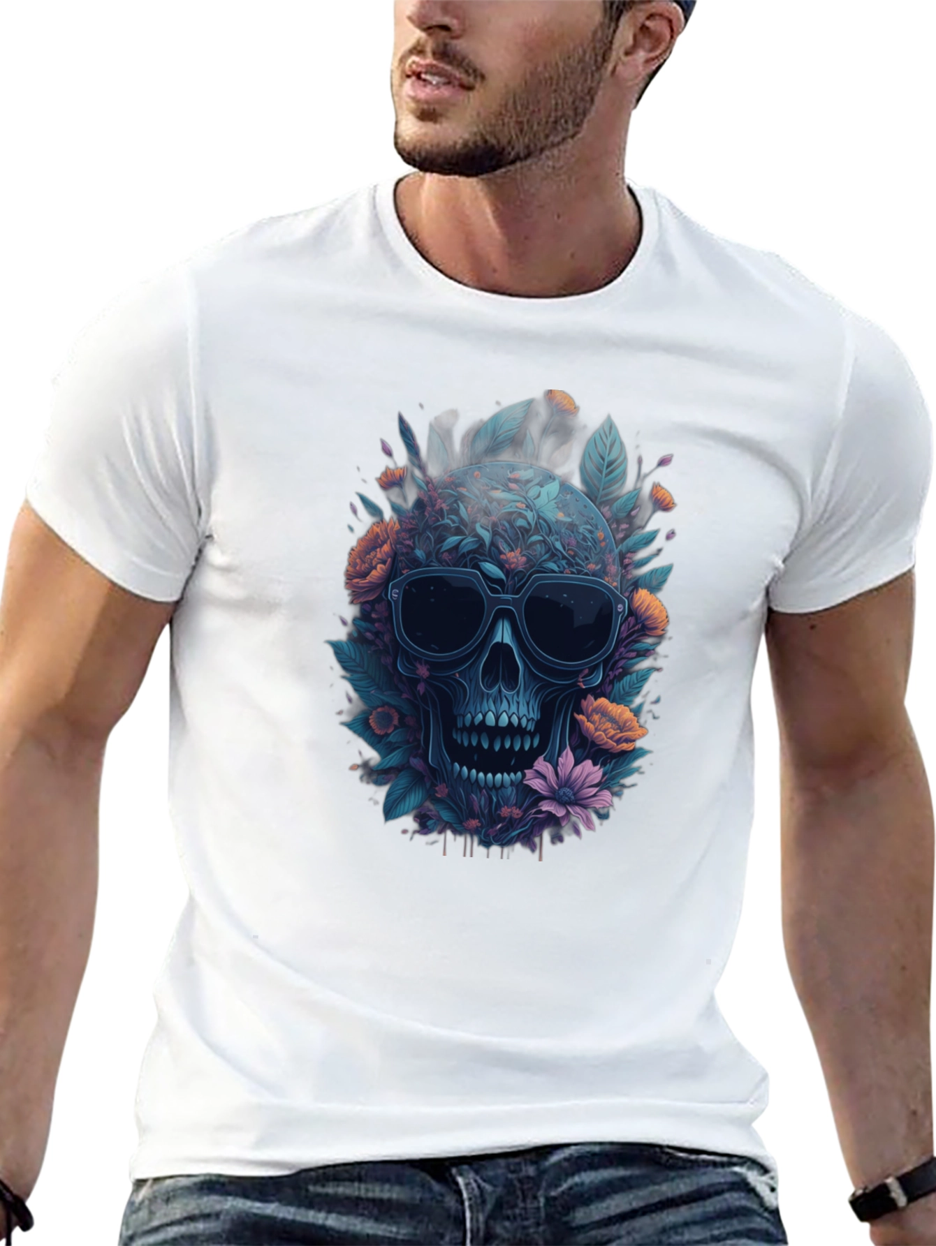 Floral Skull Graphic Tee