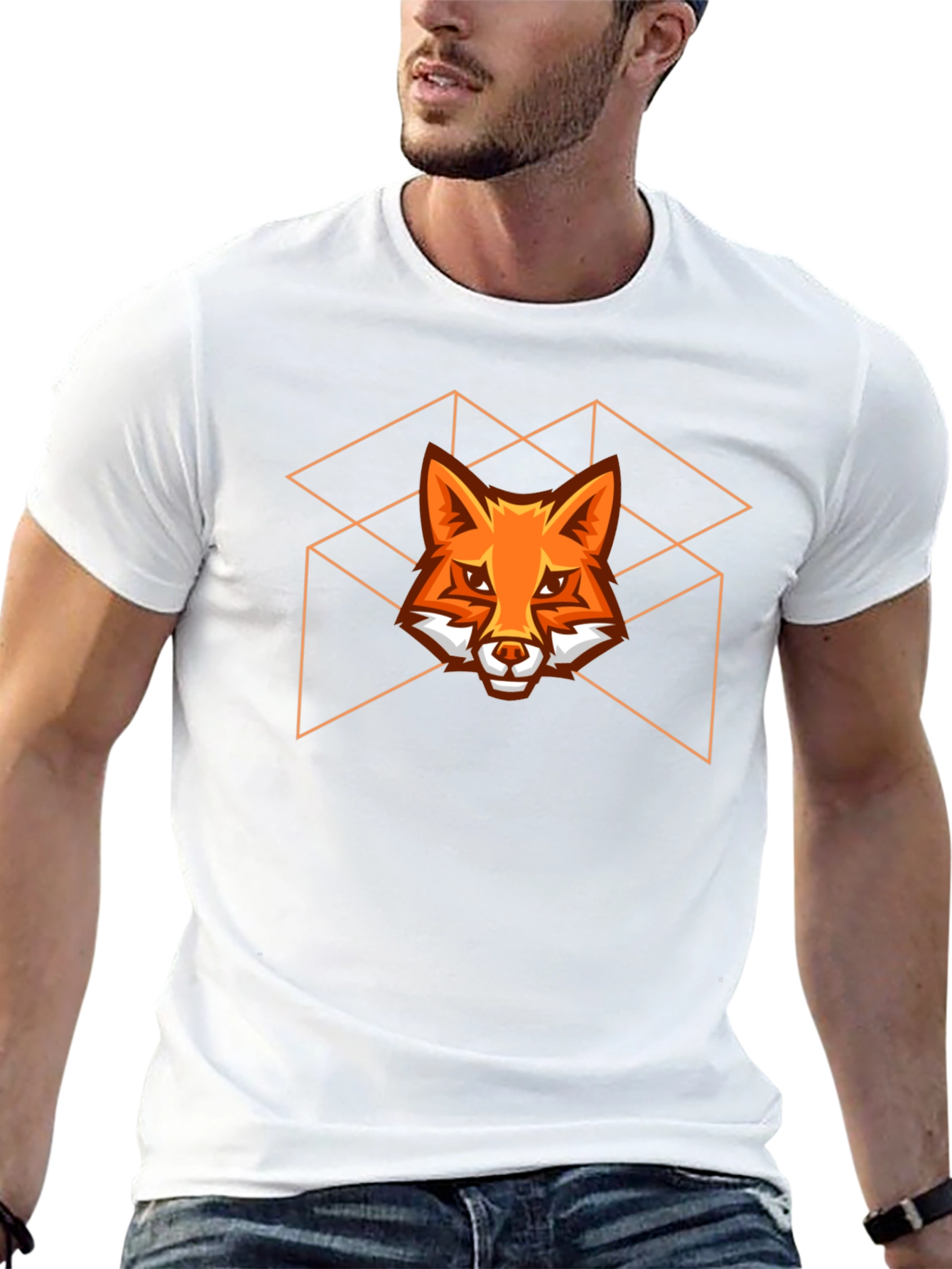 Geometric Fox Graphic Tee - Stylish Black T-Shirt