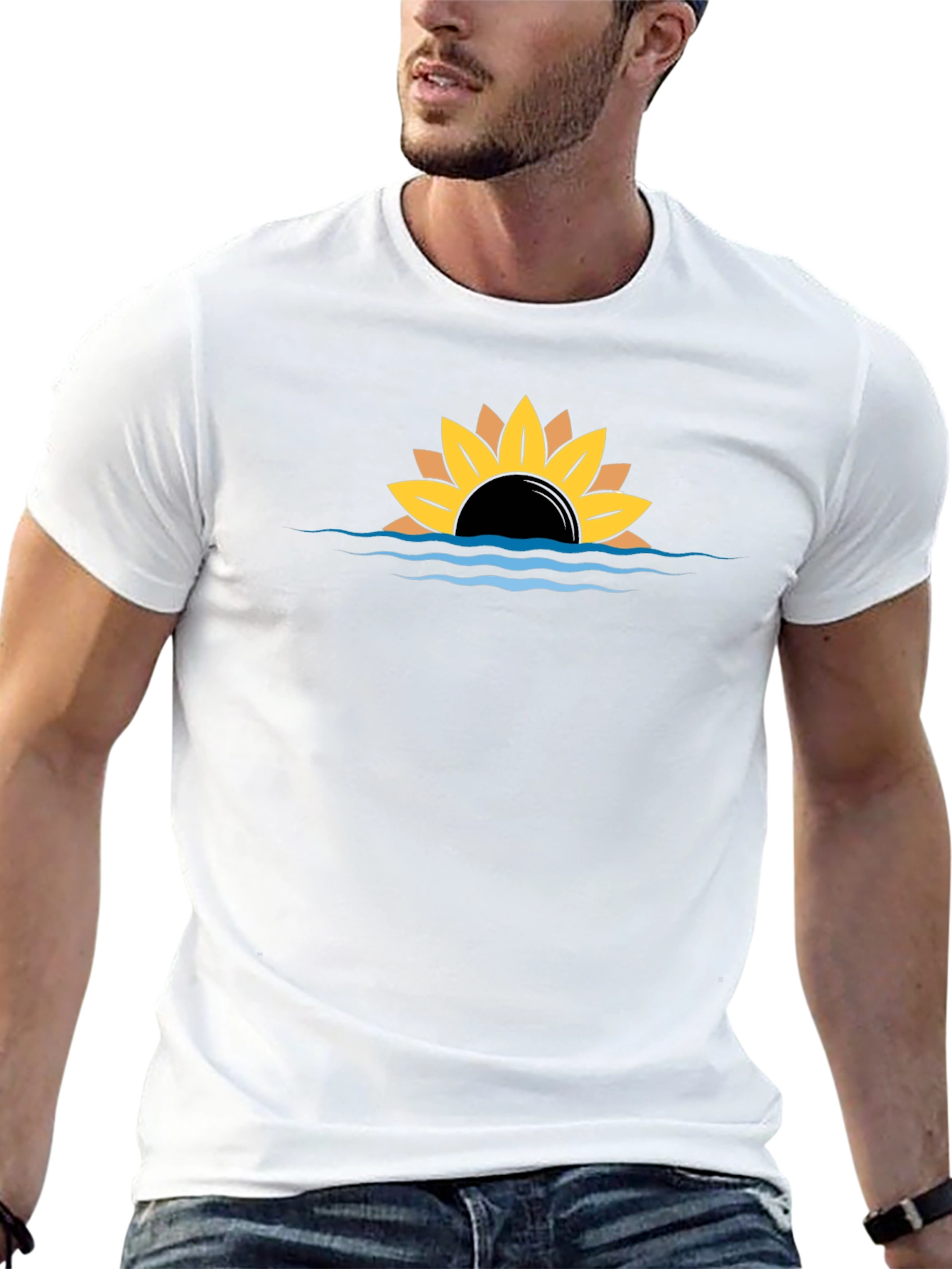 Sunflower Sunset Graphic Black Tee