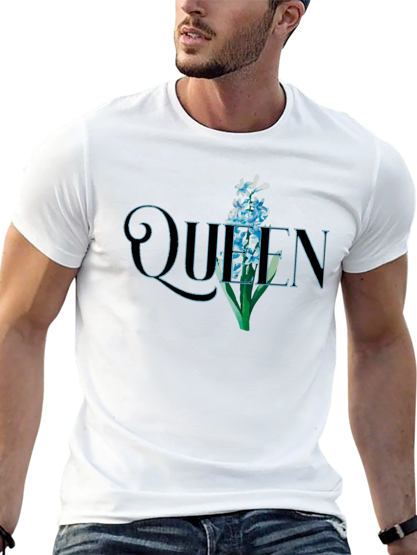 Queen Floral Graphic Black T-Shirt