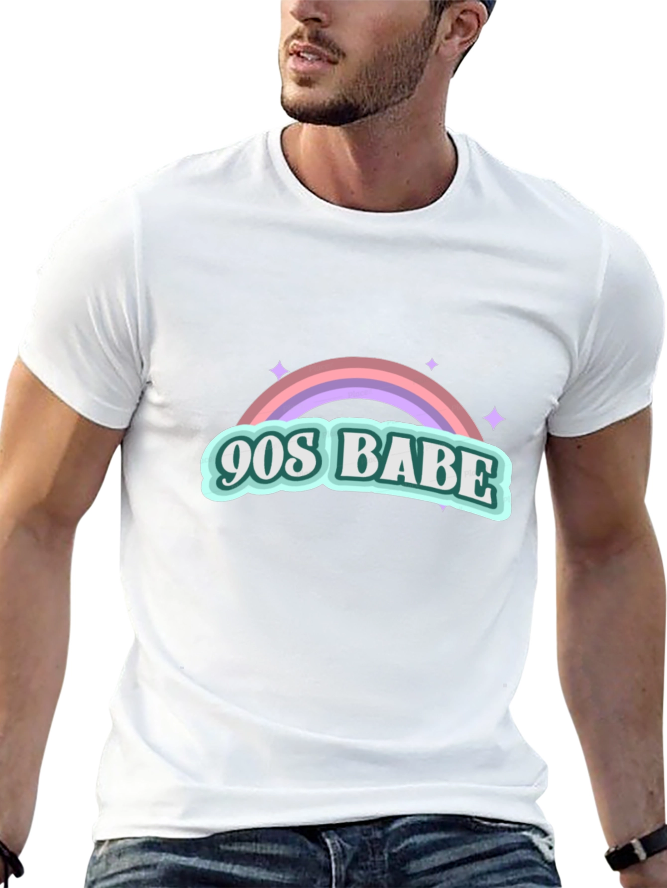 90s Babe Rainbow Graphic Tee - Retro Style