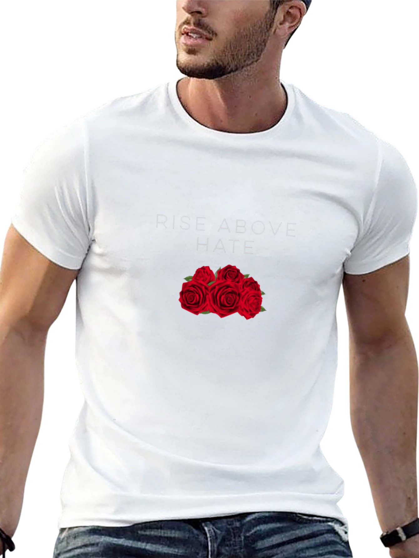Black T-Shirt with Roses
