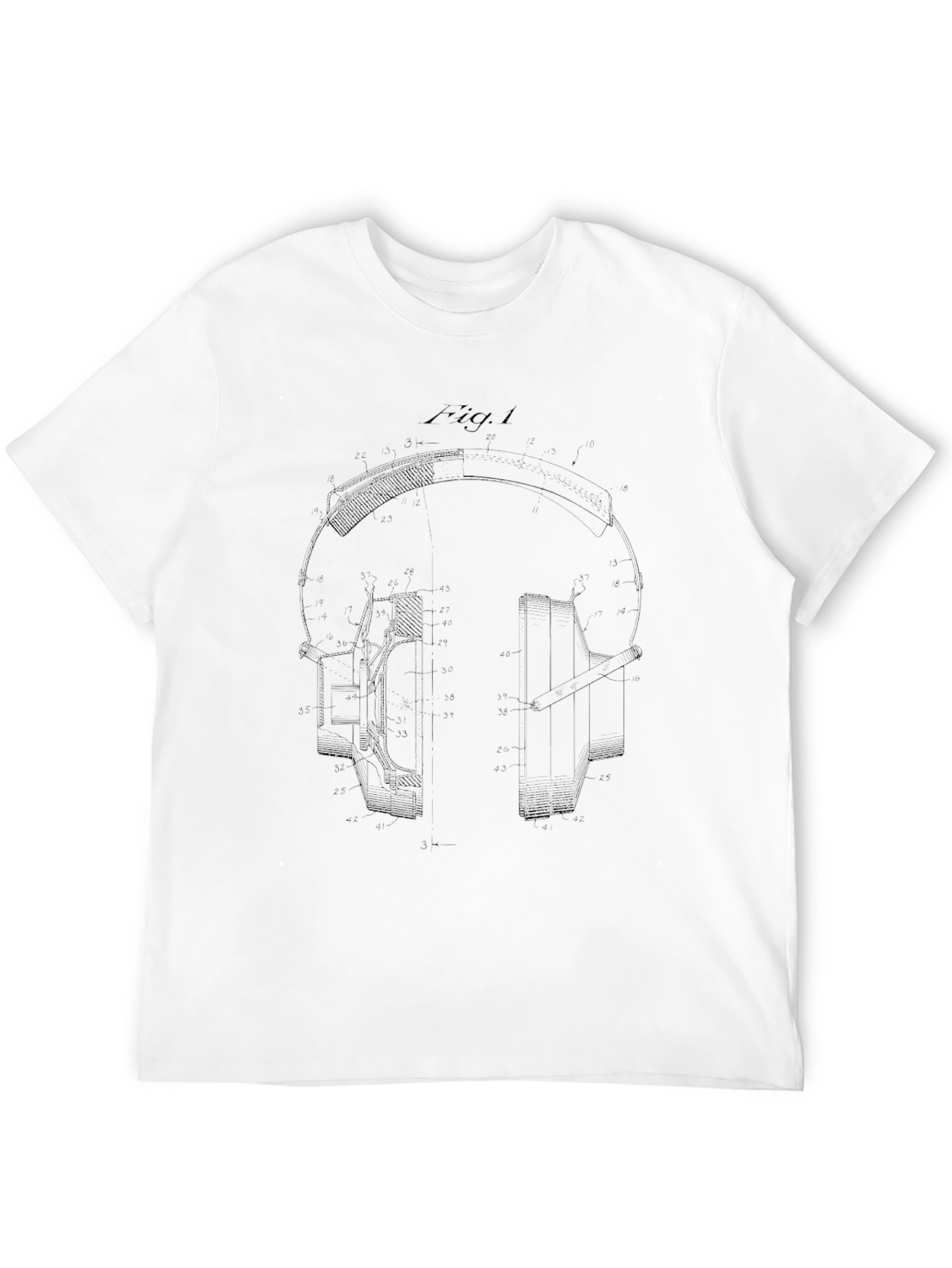 Headphone Blueprint Black T-Shirt