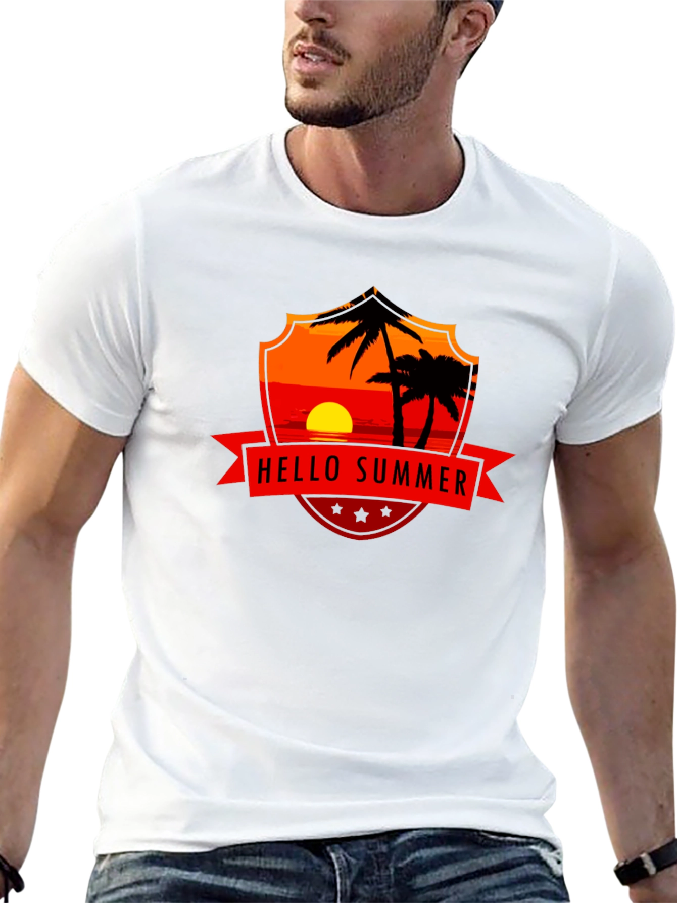 Hello Summer Graphic Tee - Black Cotton T-Shirt