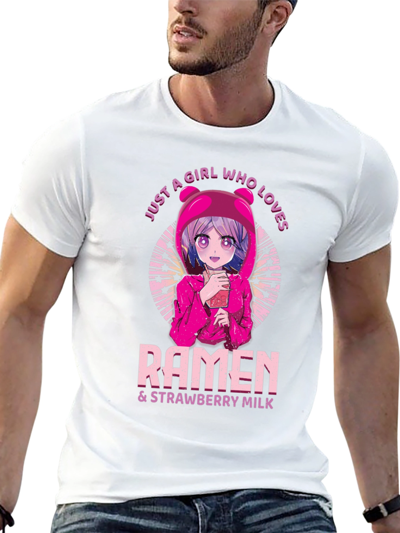 Ramen & Strawberry Milk Anime Girl T-Shirt
