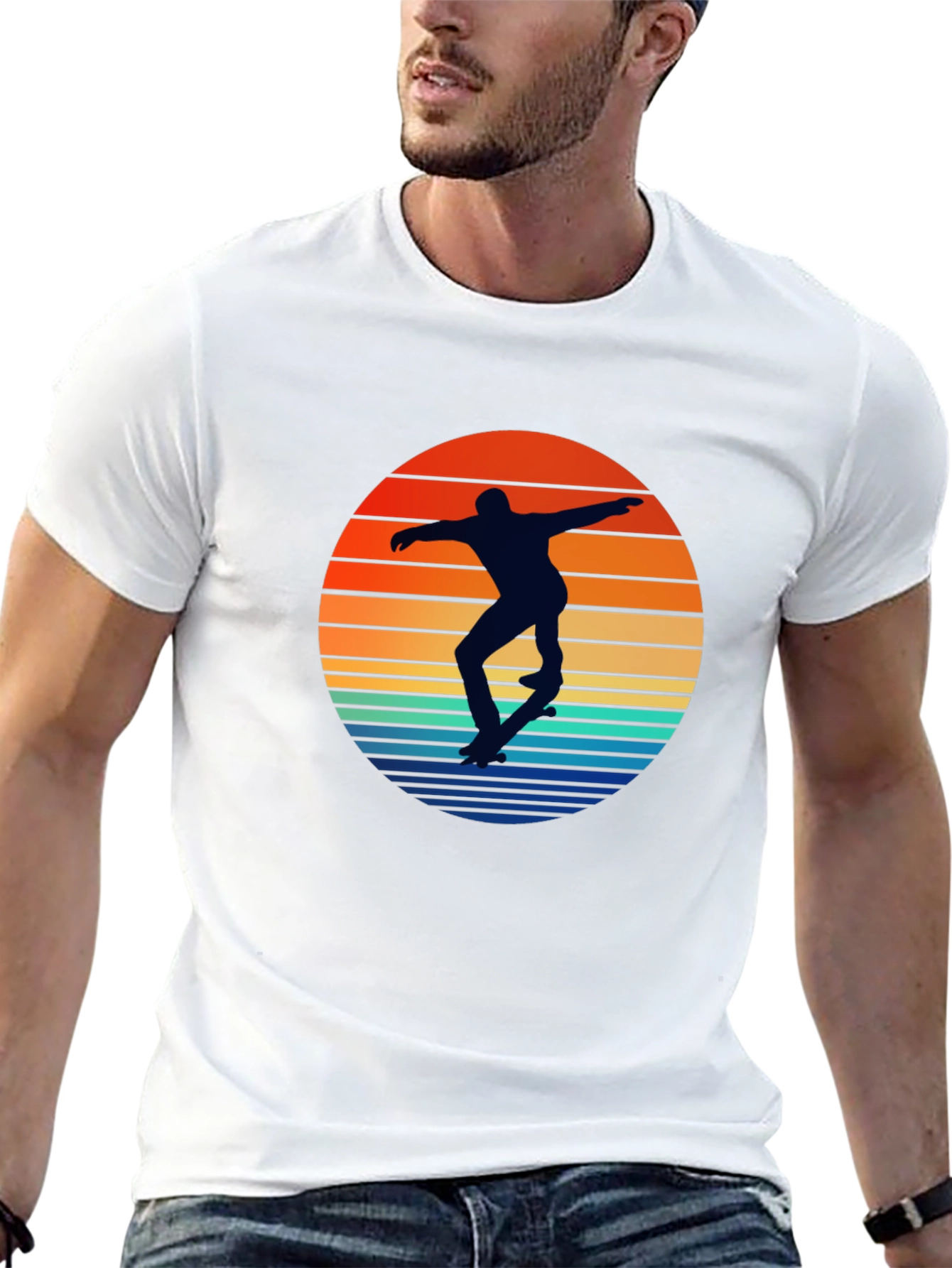 Skateboarder Sunset Graphic Tee - Retro Style