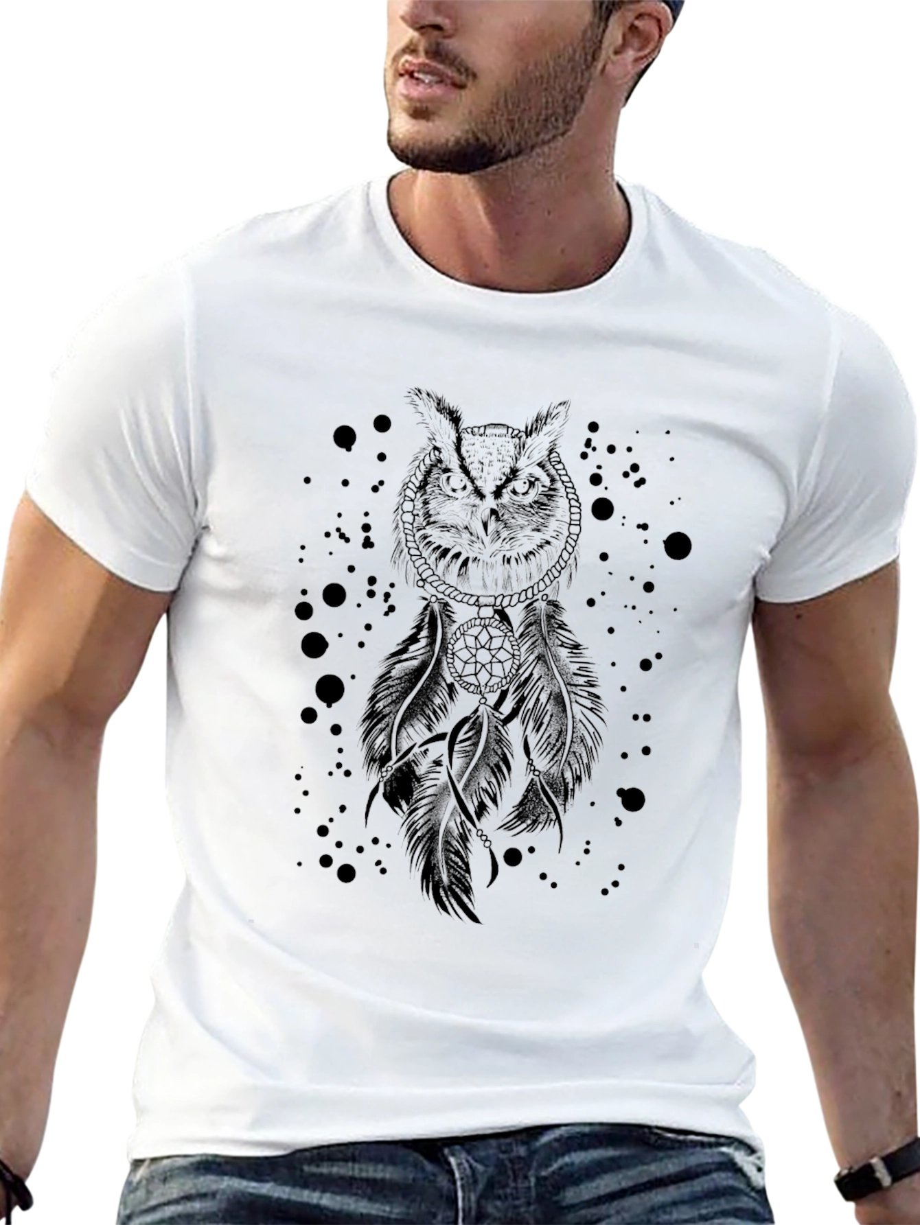 Owl Dreamcatcher Graphic Black T-Shirt