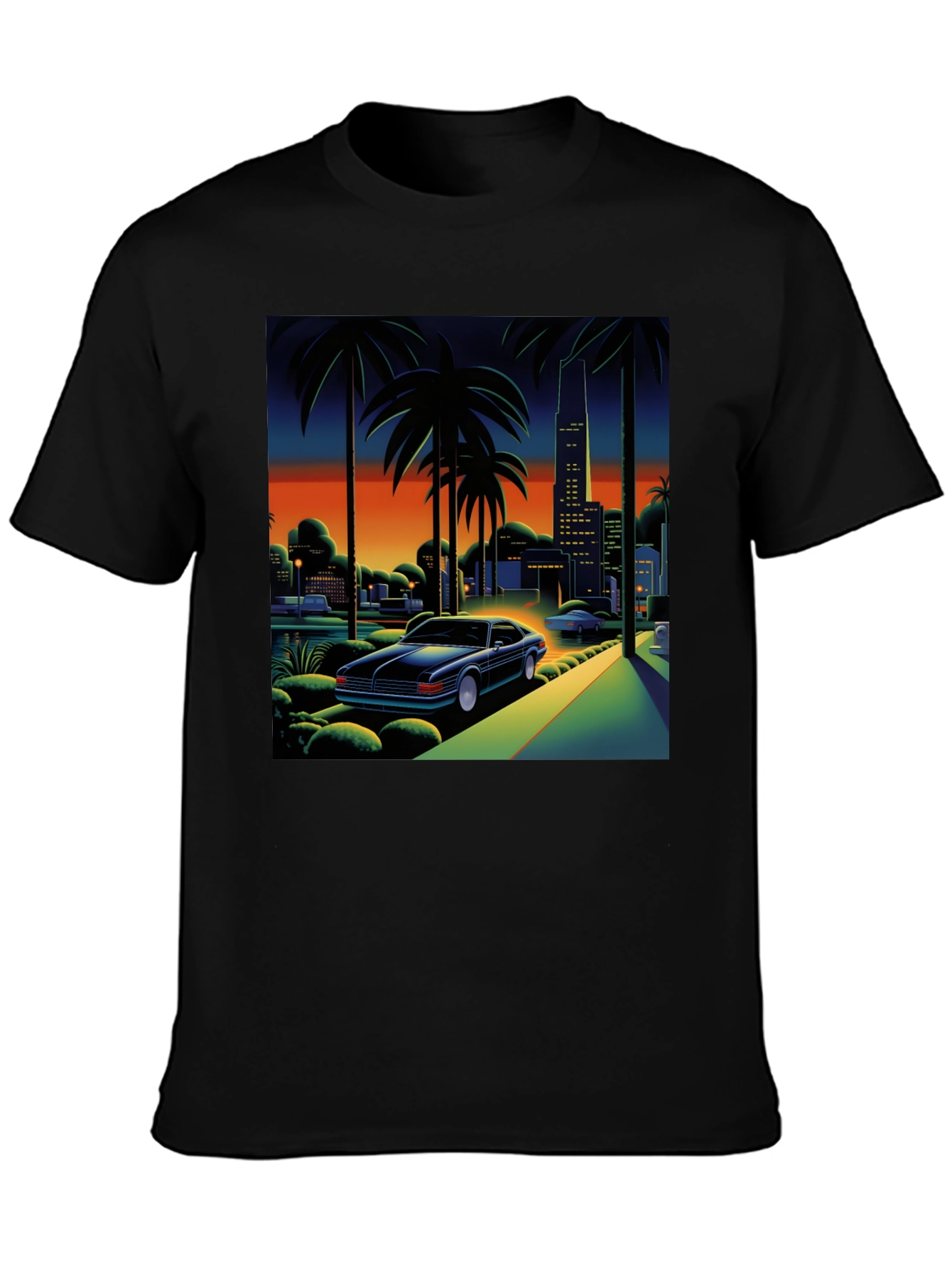 Miami Vice Style Graphic Tee - Black T-Shirt