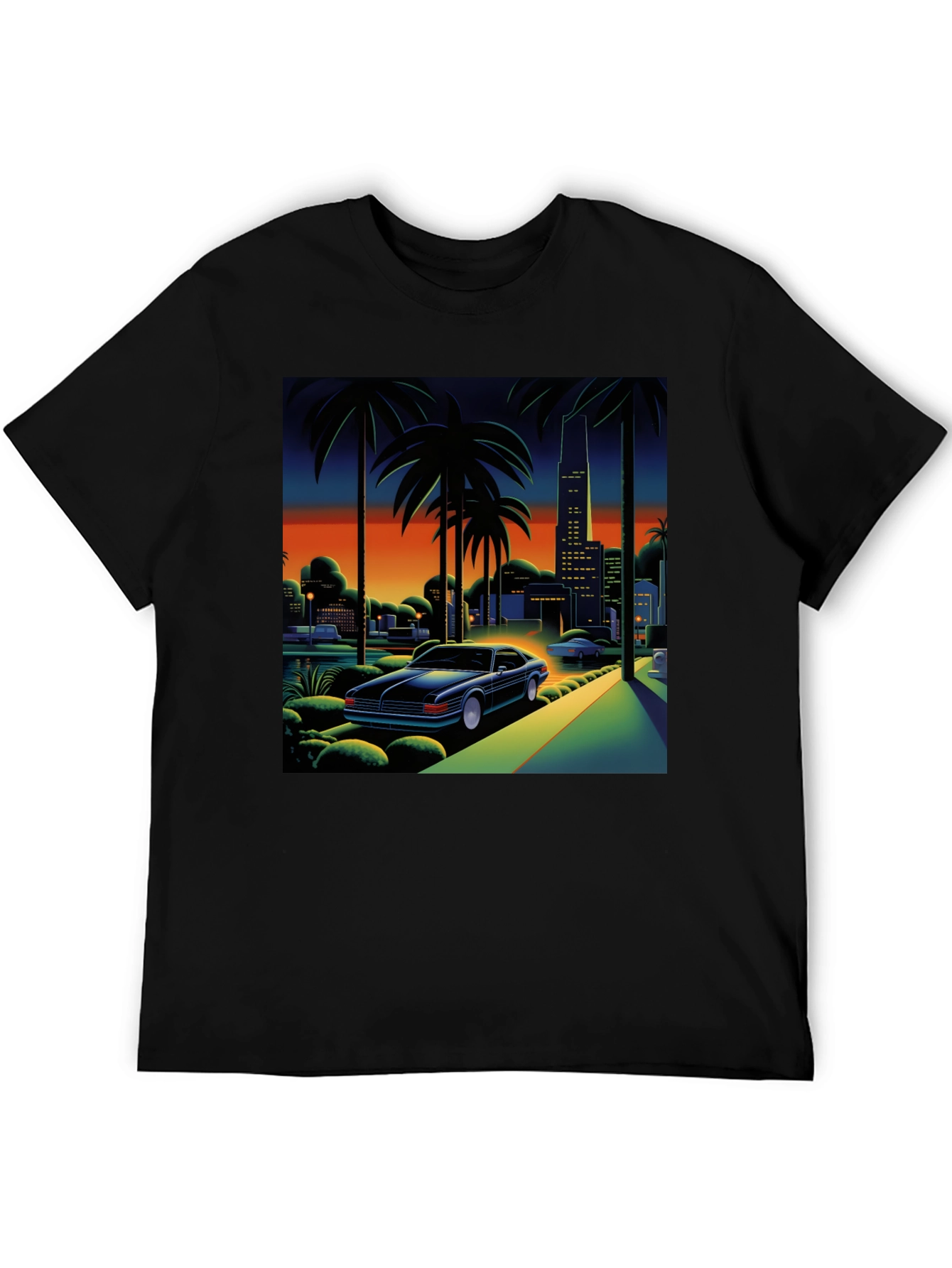 Miami Vice Style Graphic Tee - Black T-Shirt