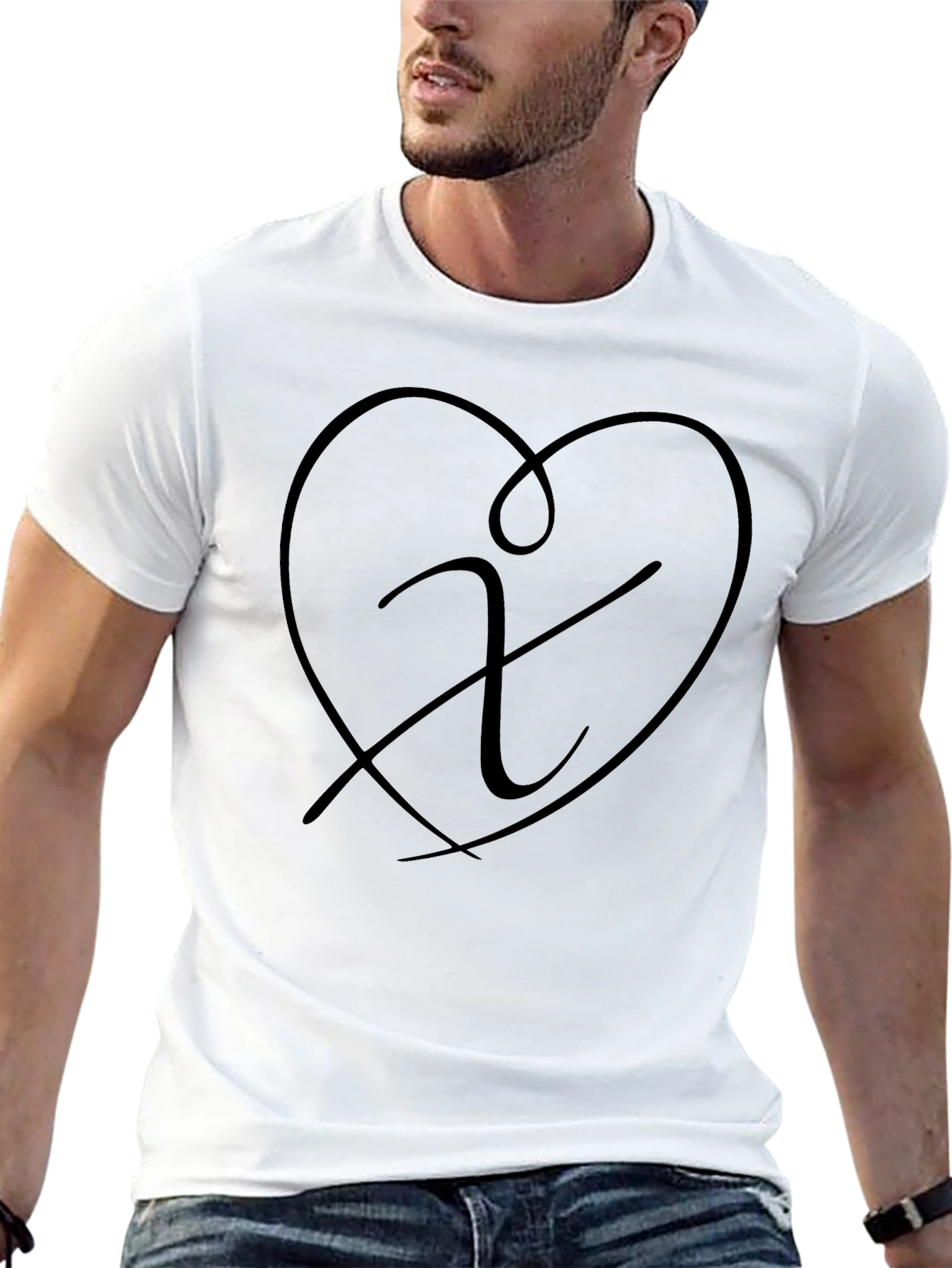 Heart Initial T-Shirt - Modern Graphic Tee