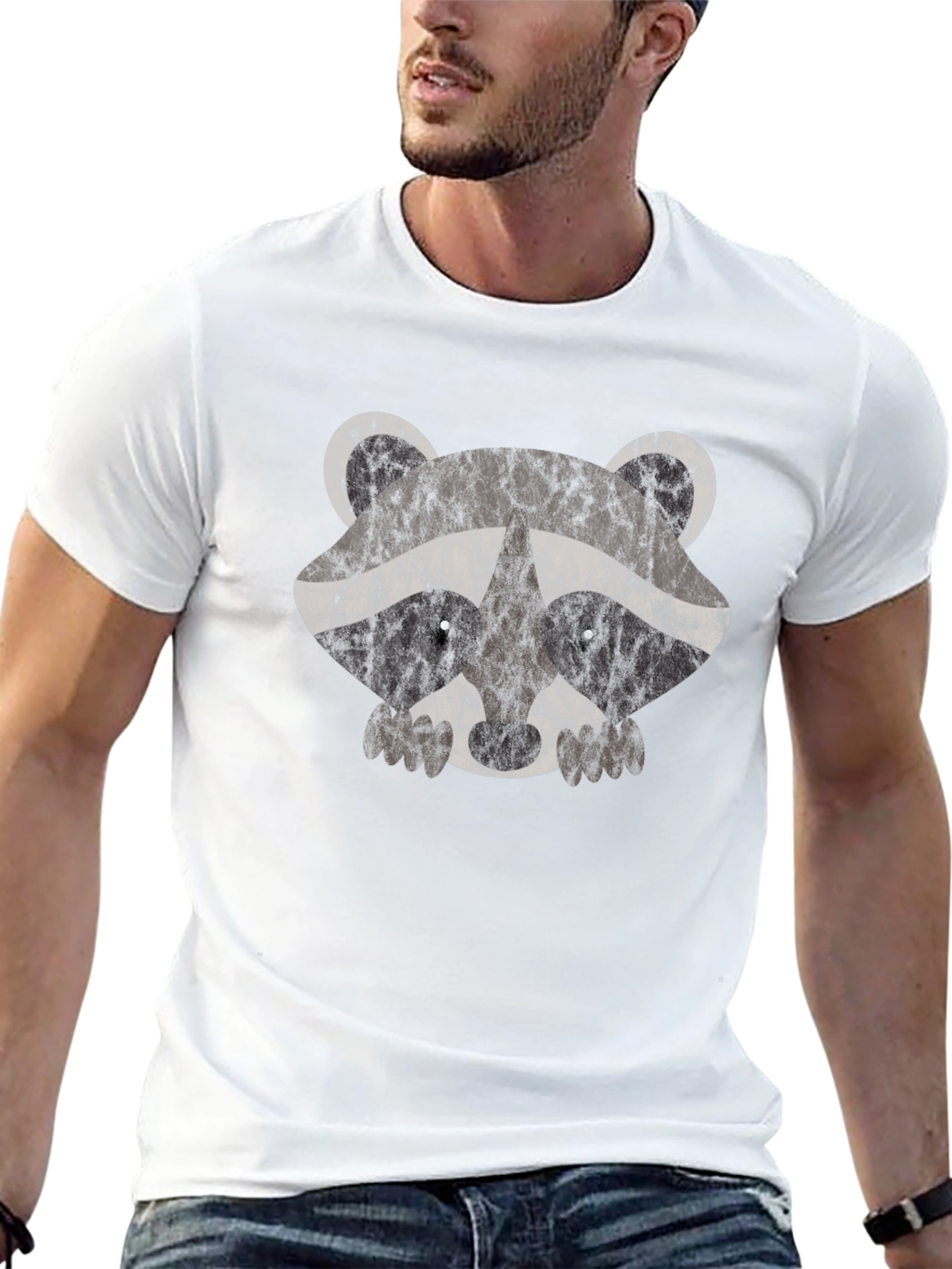 Cute Raccoon Graphic Tee - Mens Black T-Shirt