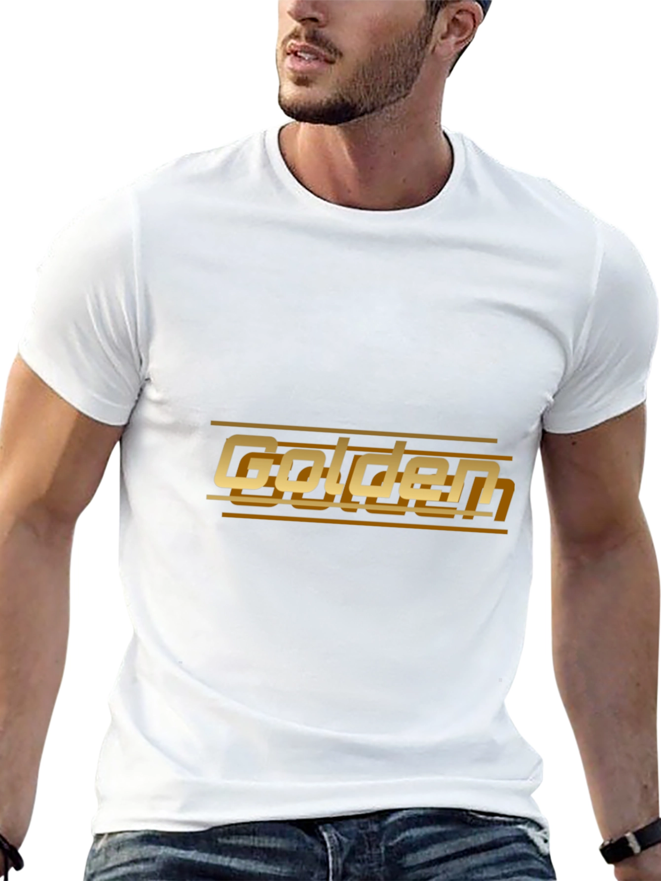 Golden Graphic Tee - Stylish Black Cotton T-Shirt