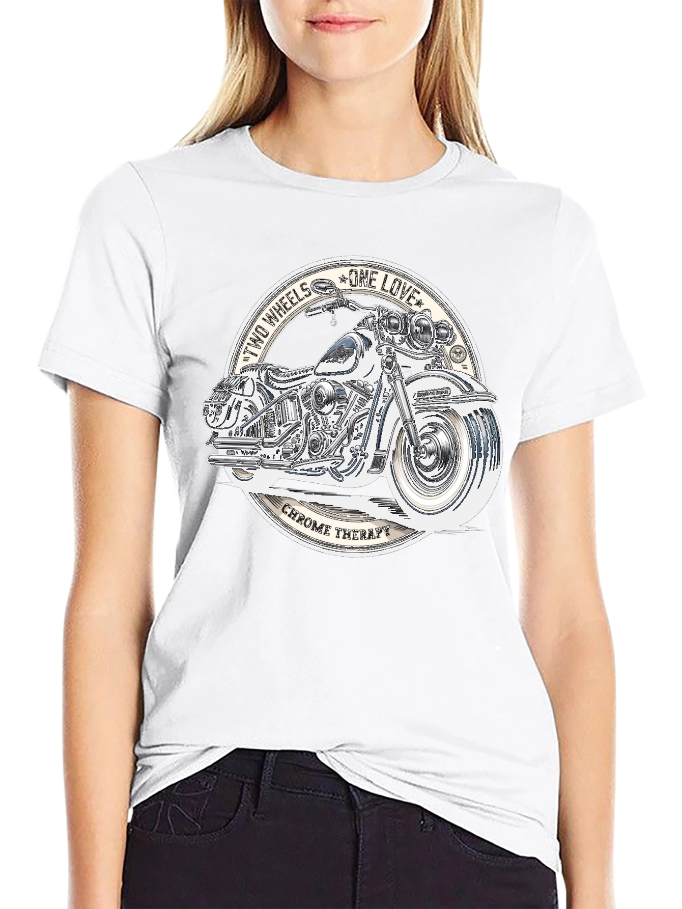 Two Wheels One Love Motorcycle Graphic T-Shirt
