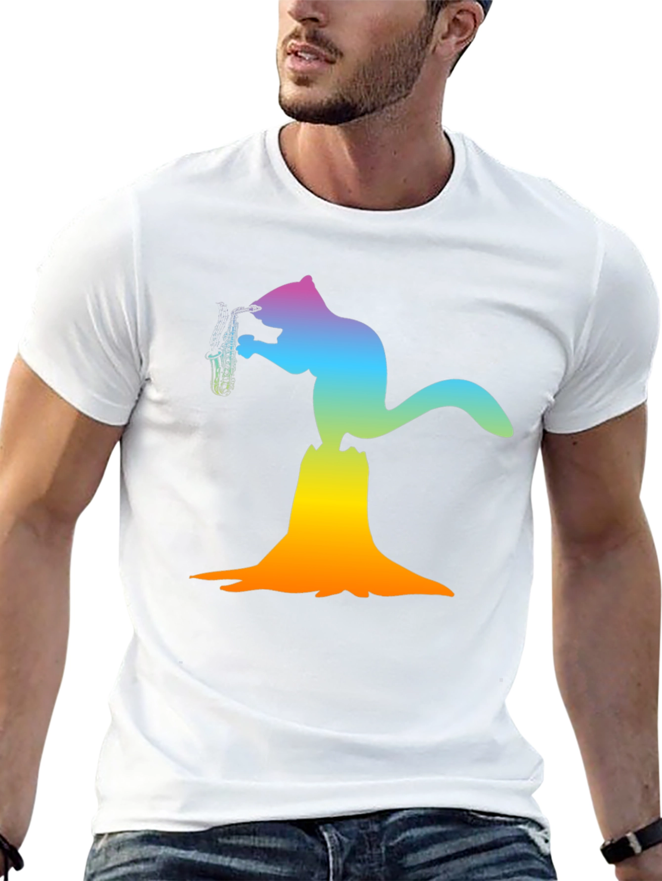 Squirrel Saxophone Graphic Tee - Funky Animal T-Shirt