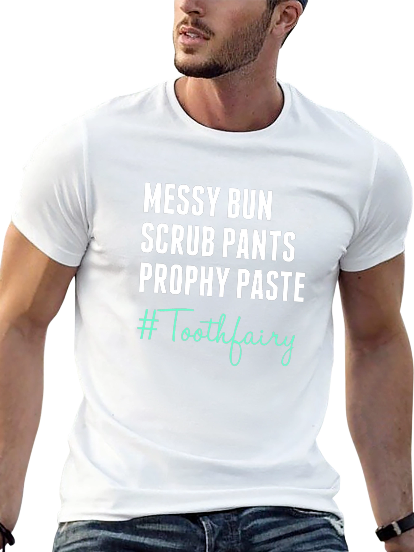 Messy Bun Scrub Pants Tooth Fairy T-Shirt