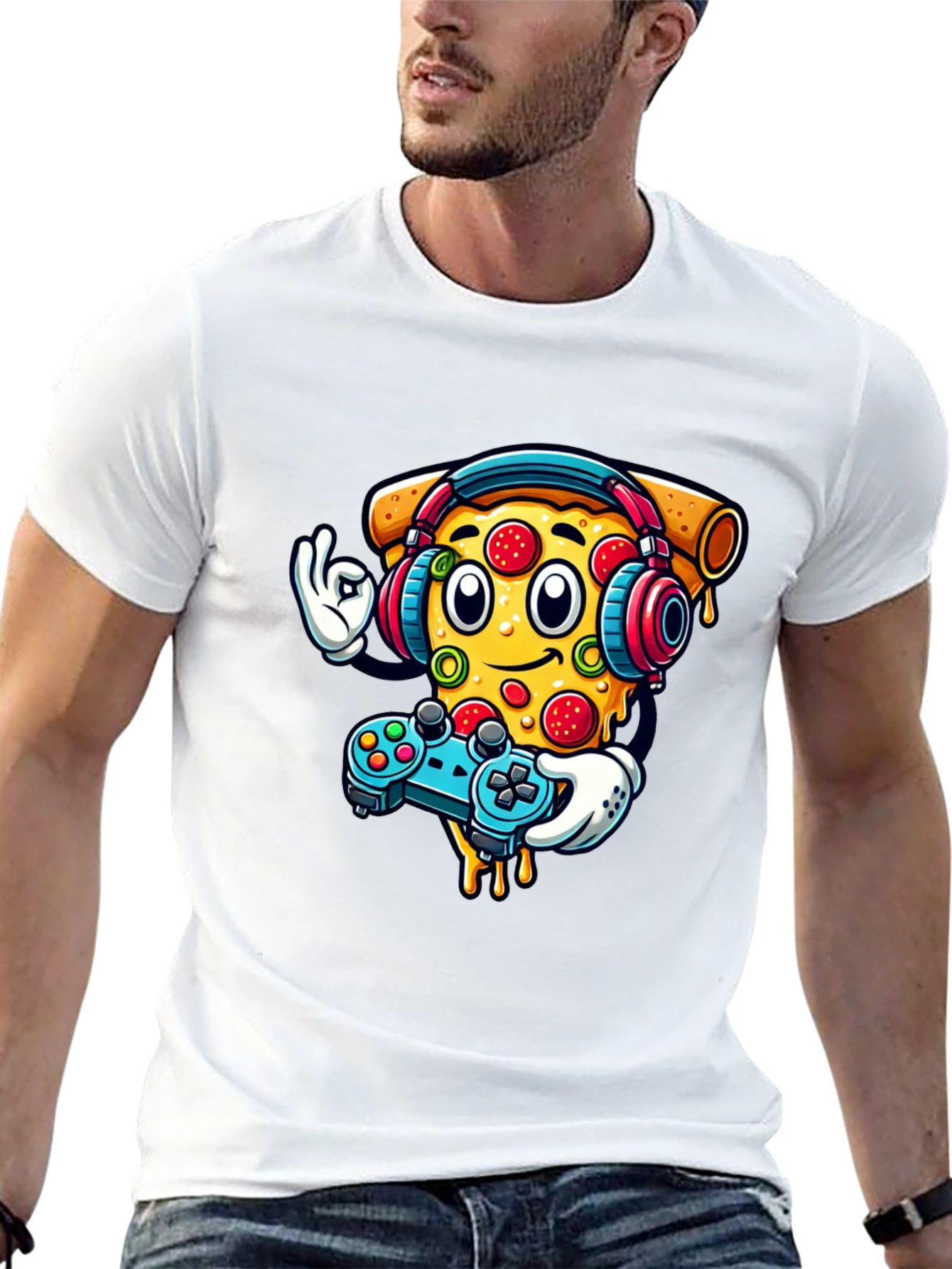 Pizza Gamer Graphic T-Shirt - Black