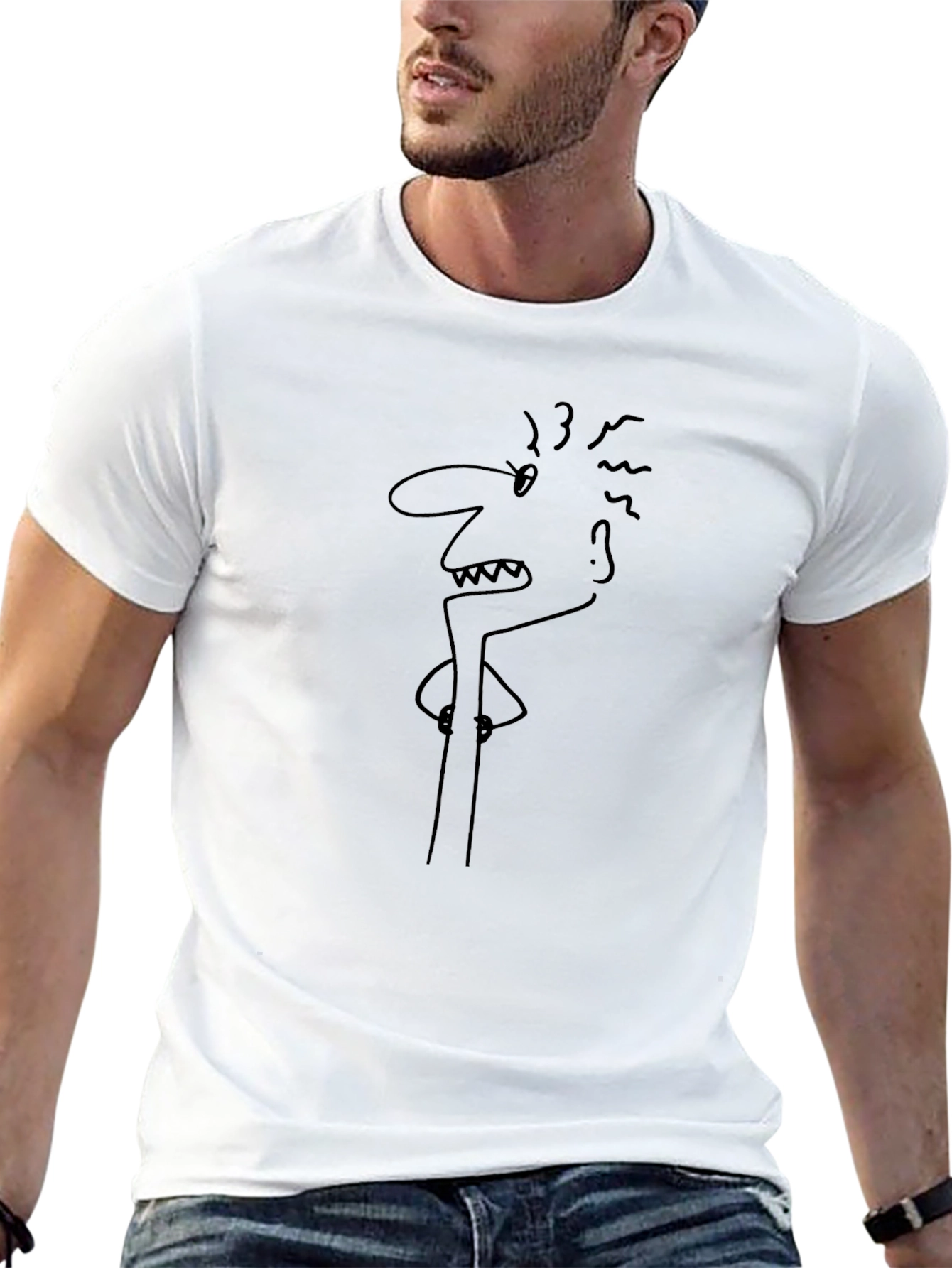 Angry Man Cartoon Graphic Black T-Shirt
