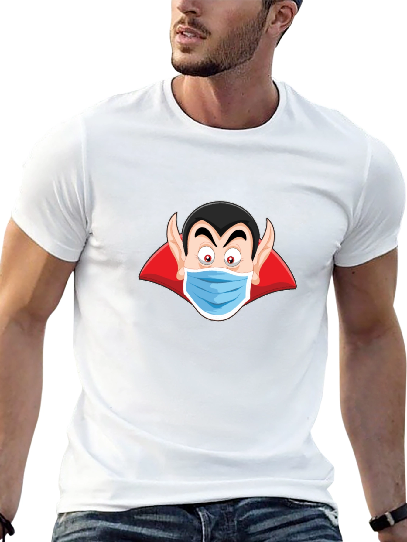 Vampire Mask Graphic Tee - Spooky Season Style
