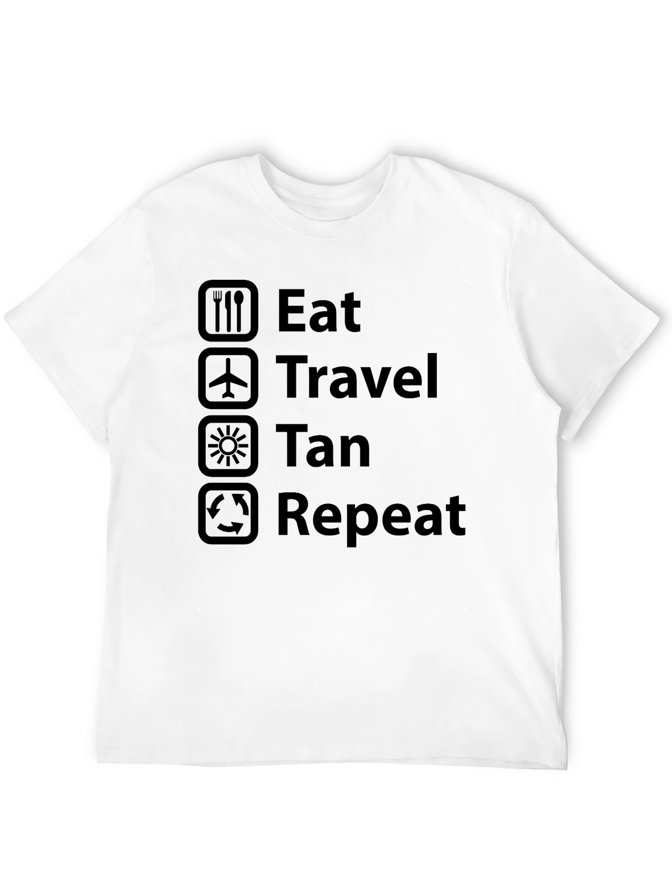Eat Travel Tan Repeat Black Graphic T-Shirt