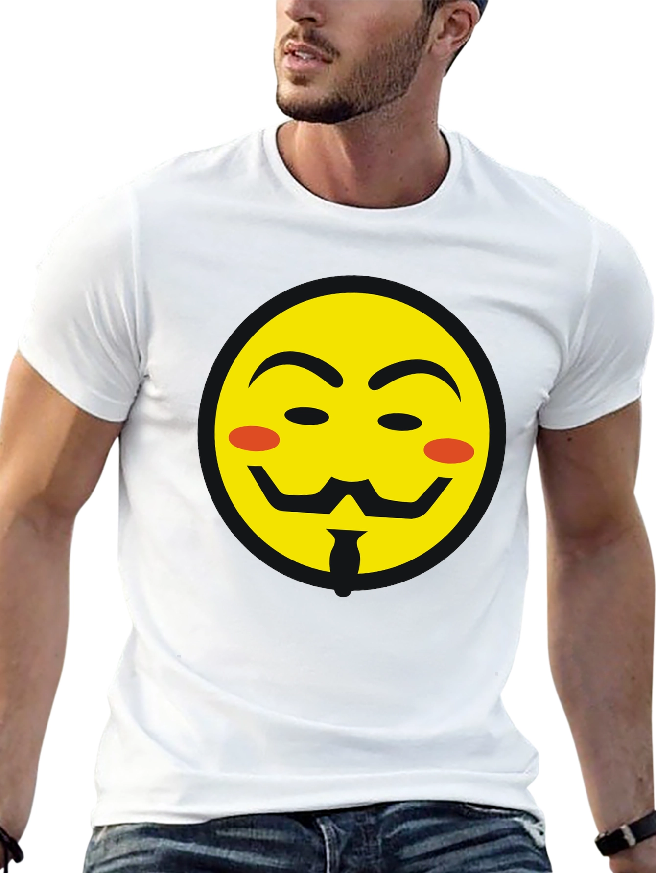 Anonymous Emoji Graphic Black T-Shirt