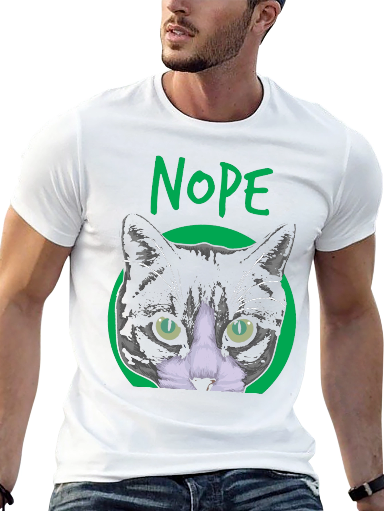 Nope Cat Graphic T-Shirt - Unisex Crew Neck