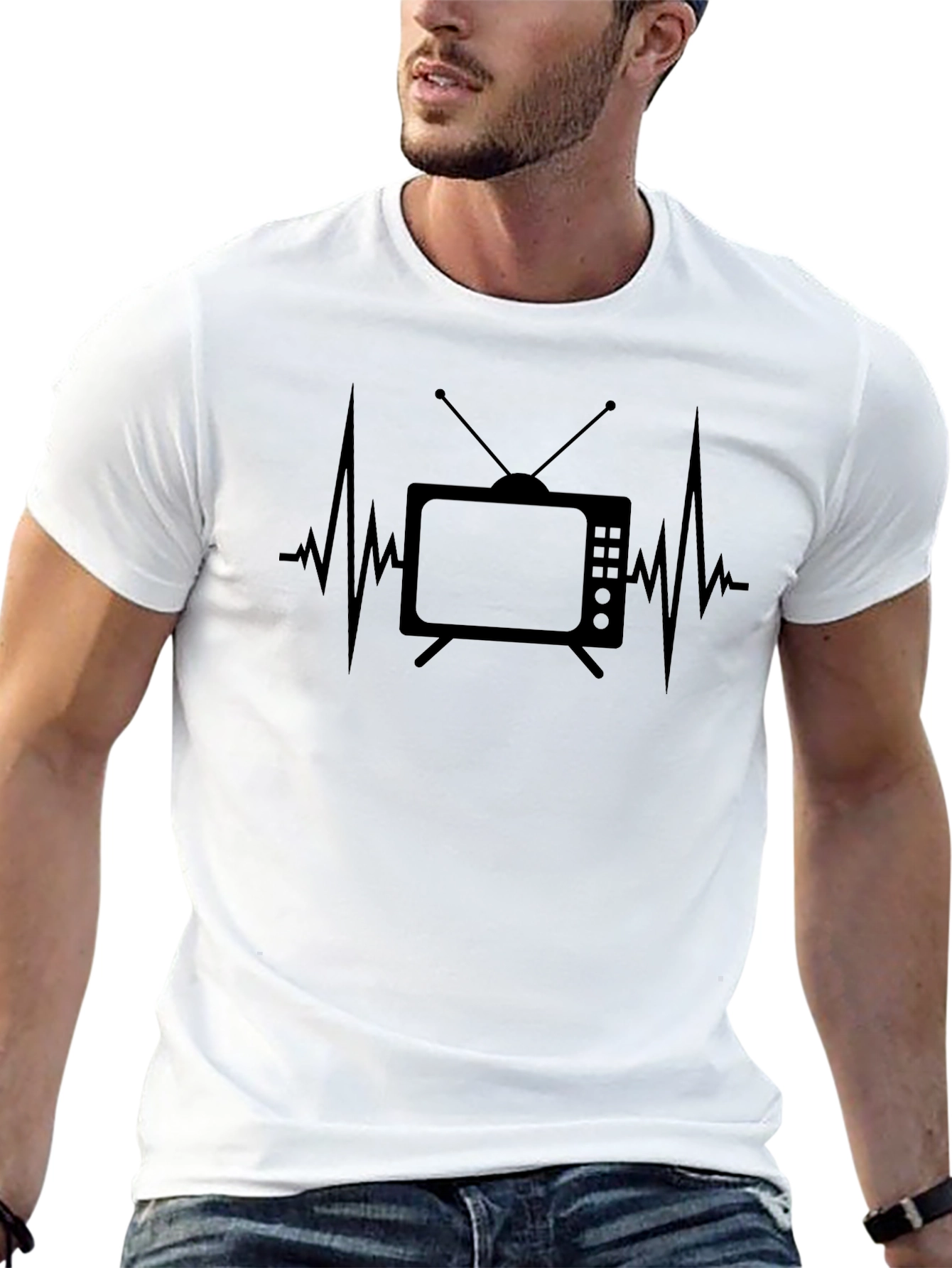 TV Heartbeat Graphic T-Shirt - Black