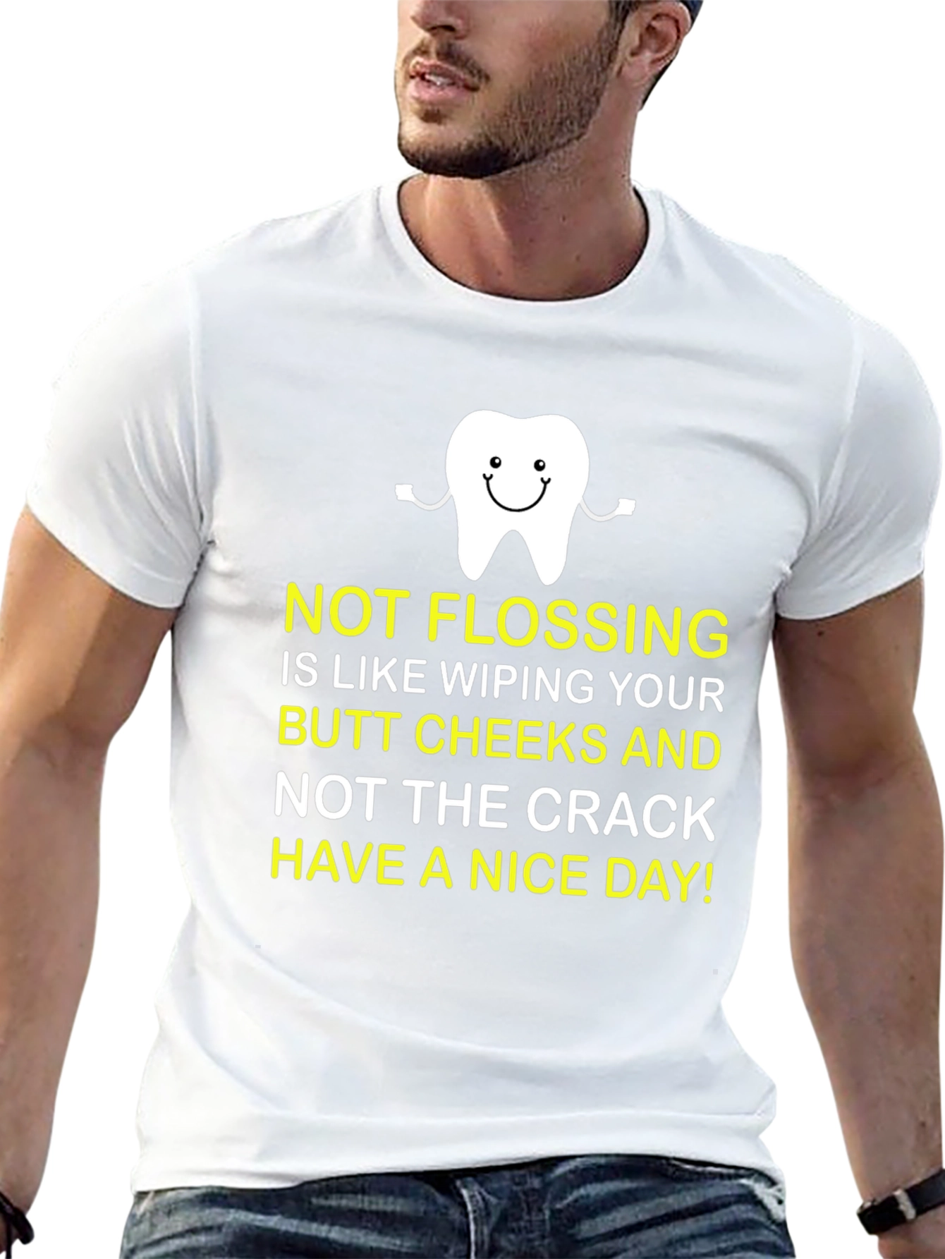 Funny Dental Flossing T-Shirt - Cheeky Humor